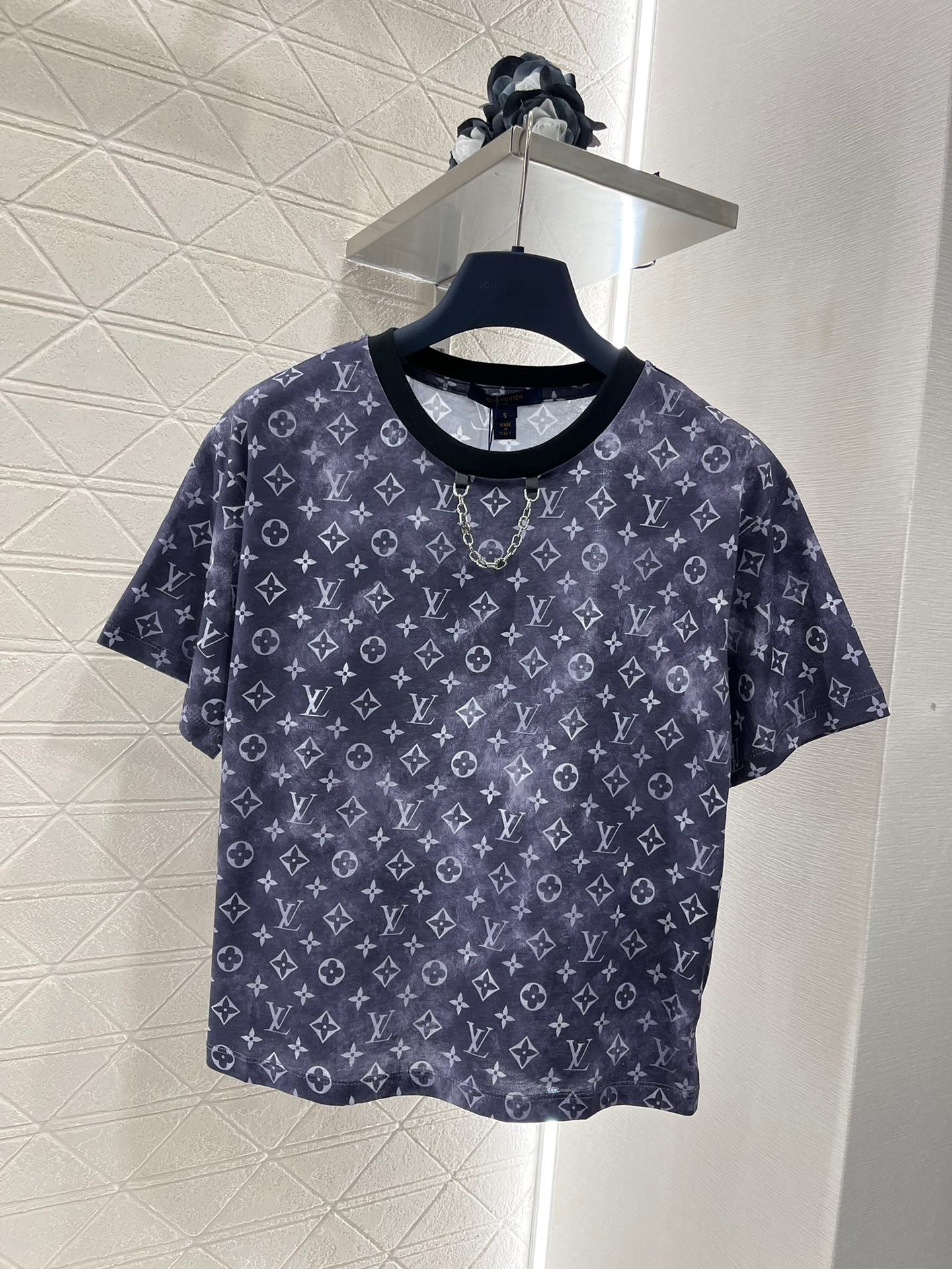 L* new style full body old flower chain short sleeve T-shirt pure cotton material