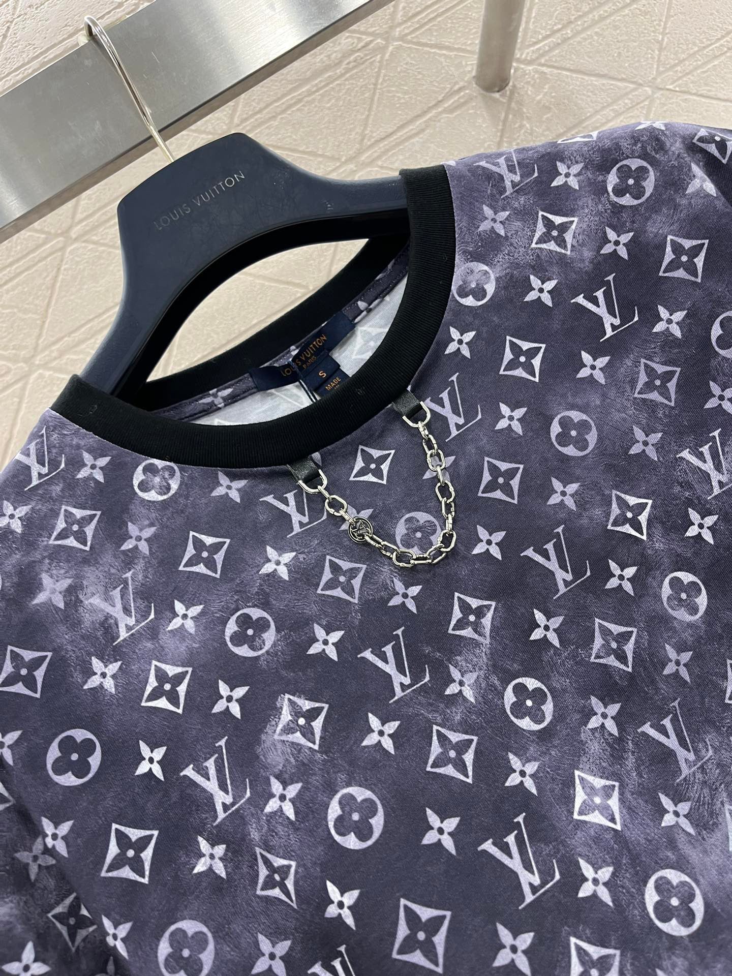 L* new style full body old flower chain short sleeve T-shirt pure cotton material
