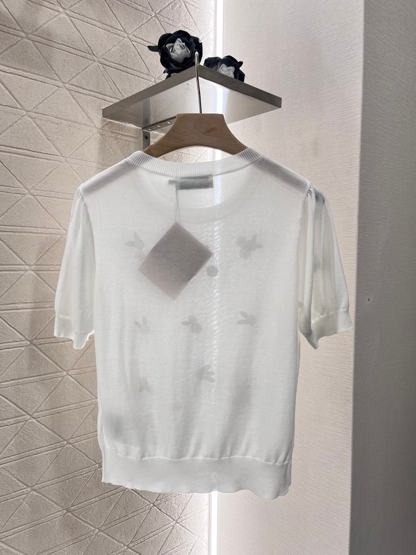 MI*MI*New Round Neck Knitted Short Sleeves Wool Yarn Material