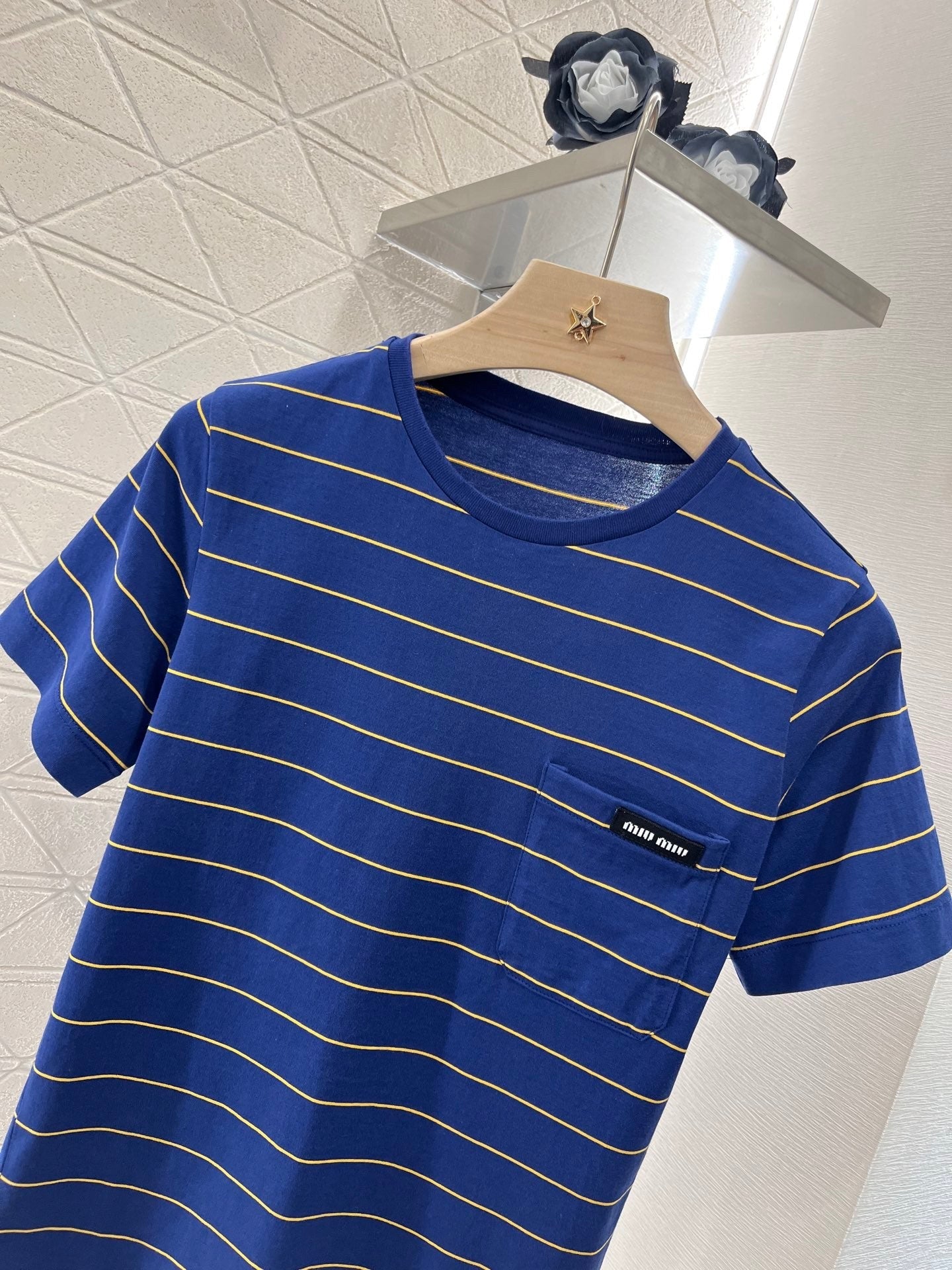 MI*MI*New Striped Round Neck Fashion T-shirt