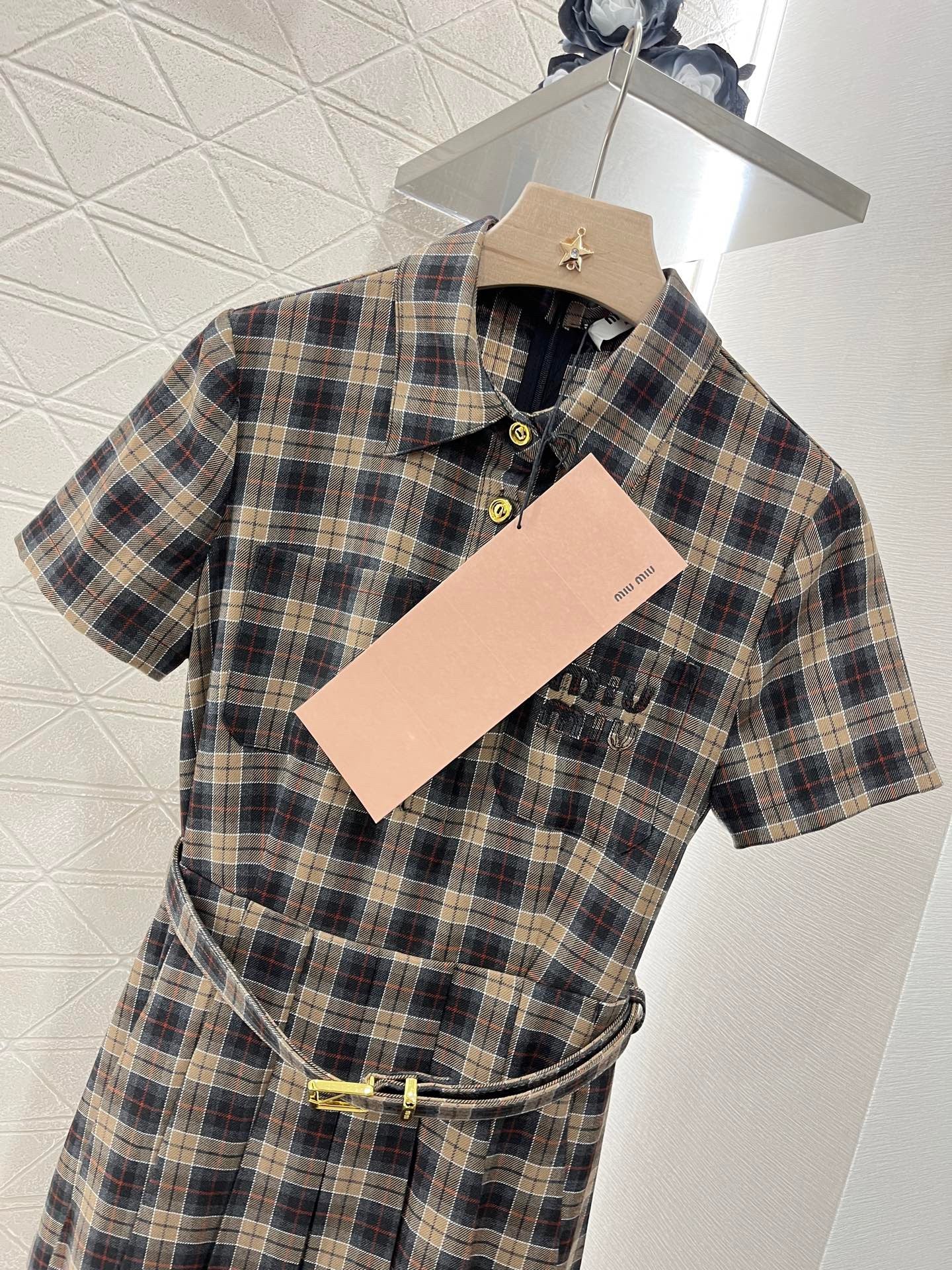 MI*MI* new checkered short-sleeved d dress