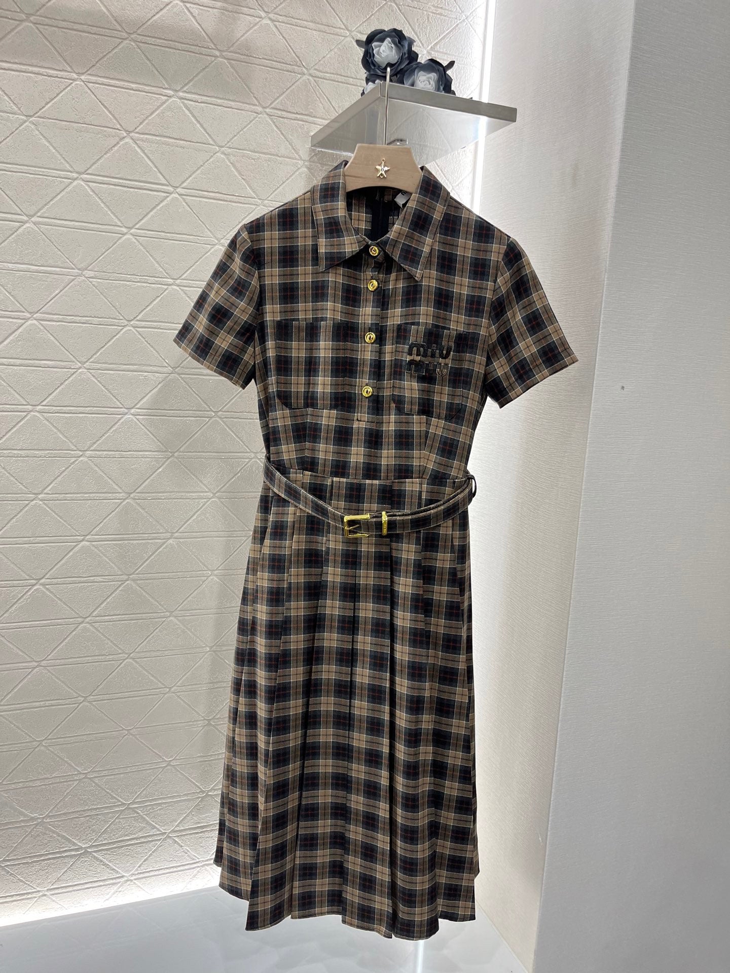 MI*MI* new checkered short-sleeved d dress