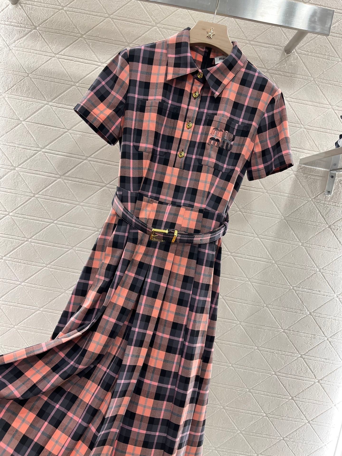 MI*MI* new checkered short-sleeved d dress