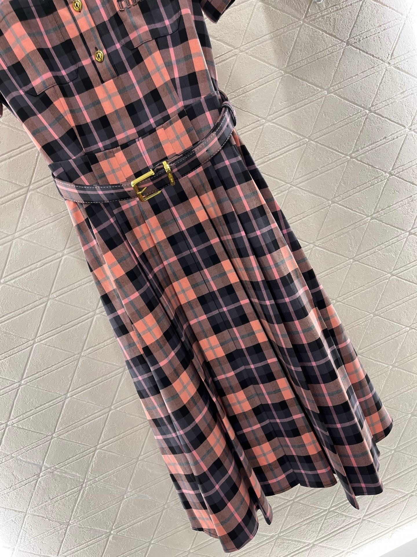 MI*MI* new checkered short-sleeved d dress