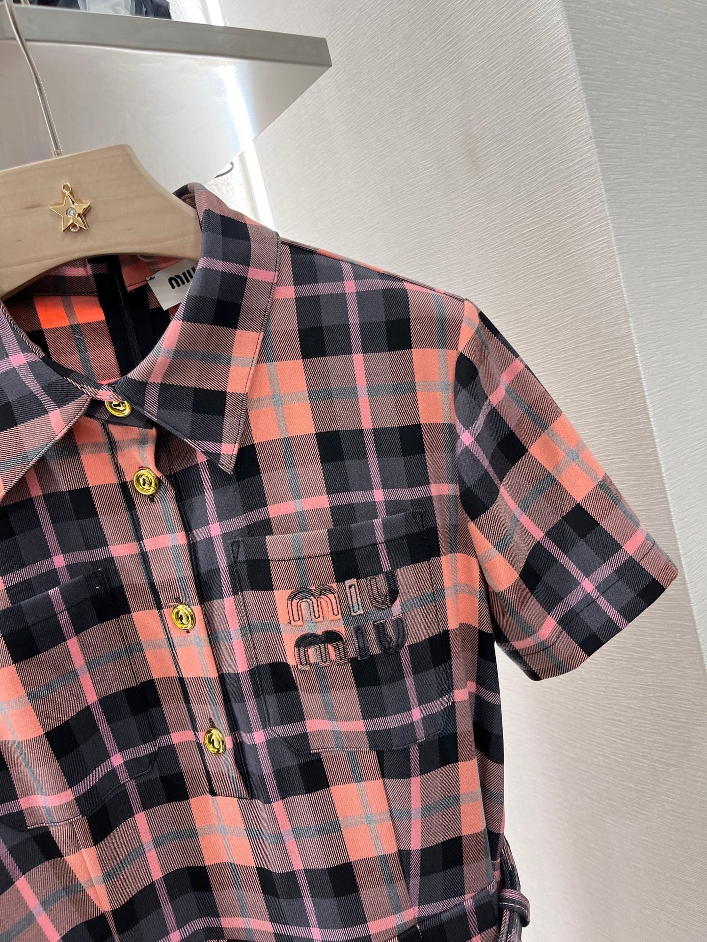 MI*MI* new checkered short-sleeved d dress