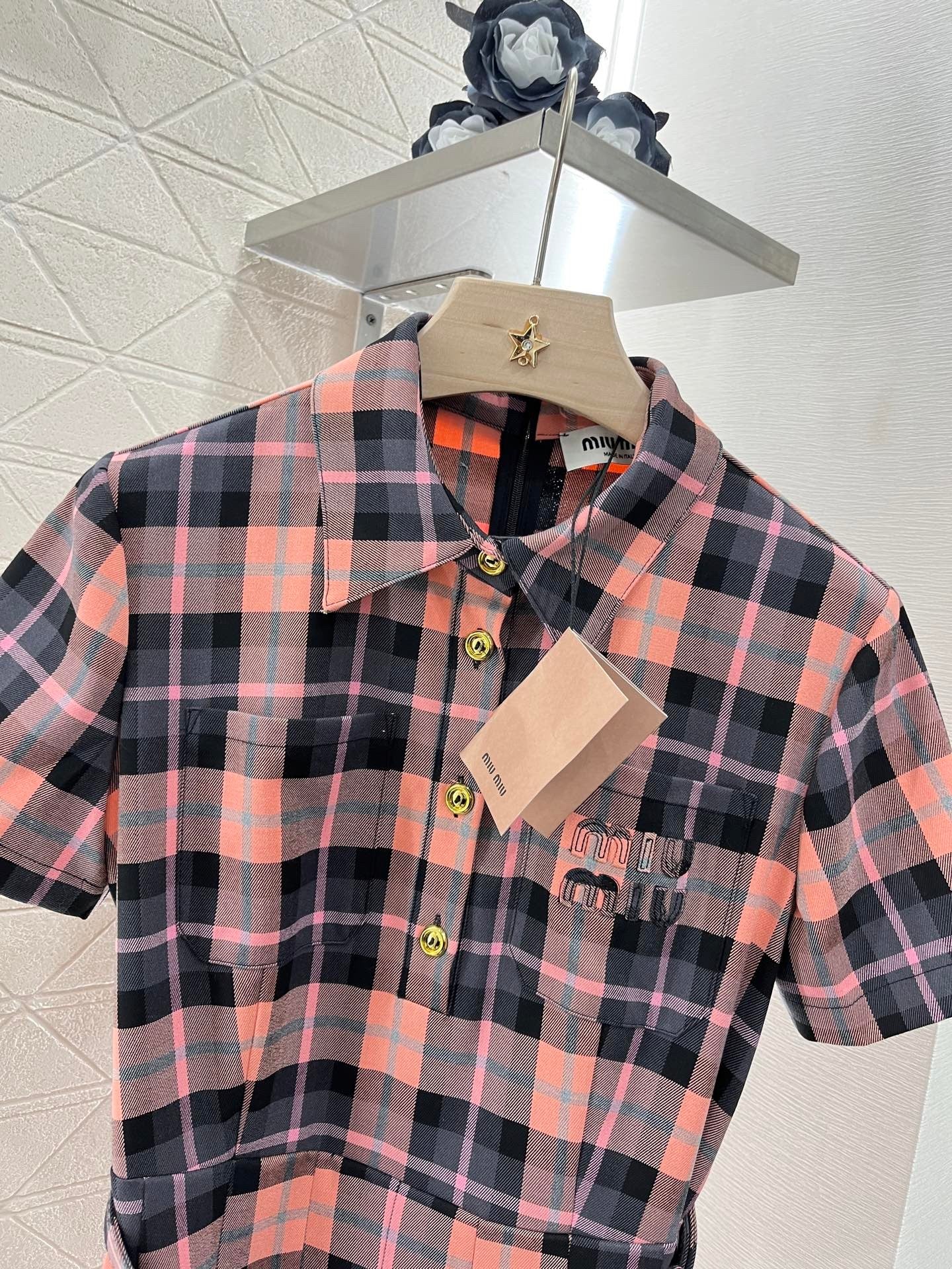 MI*MI* new checkered short-sleeved d dress