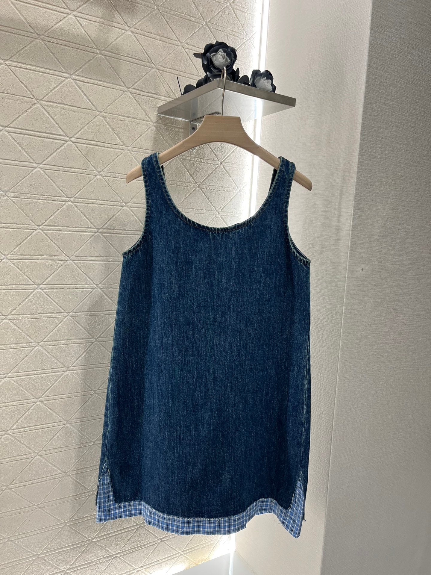 MI*MI*new denim patchwork vest dress made of twill cotton denim