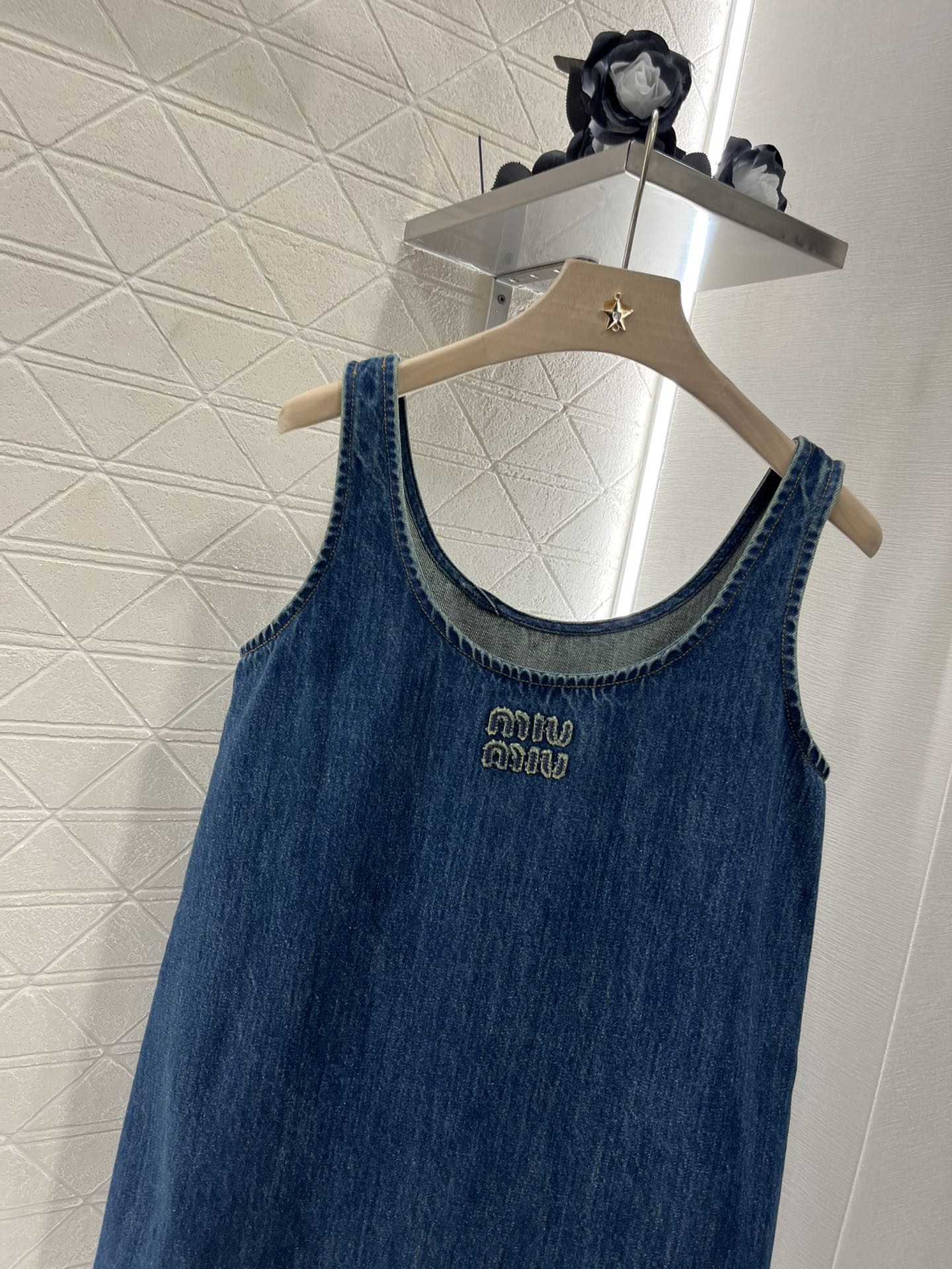 MI*MI*new denim patchwork vest dress made of twill cotton denim