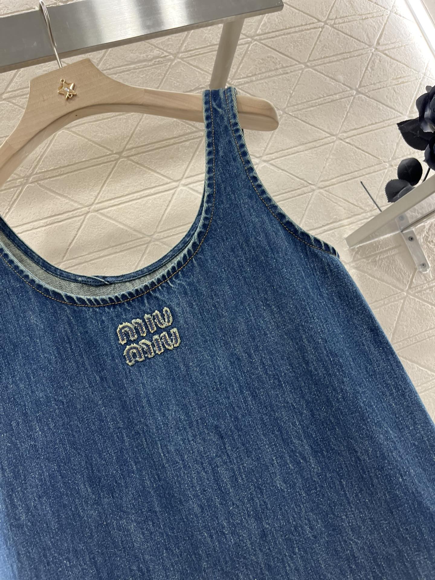 MI*MI*new denim patchwork vest dress made of twill cotton denim