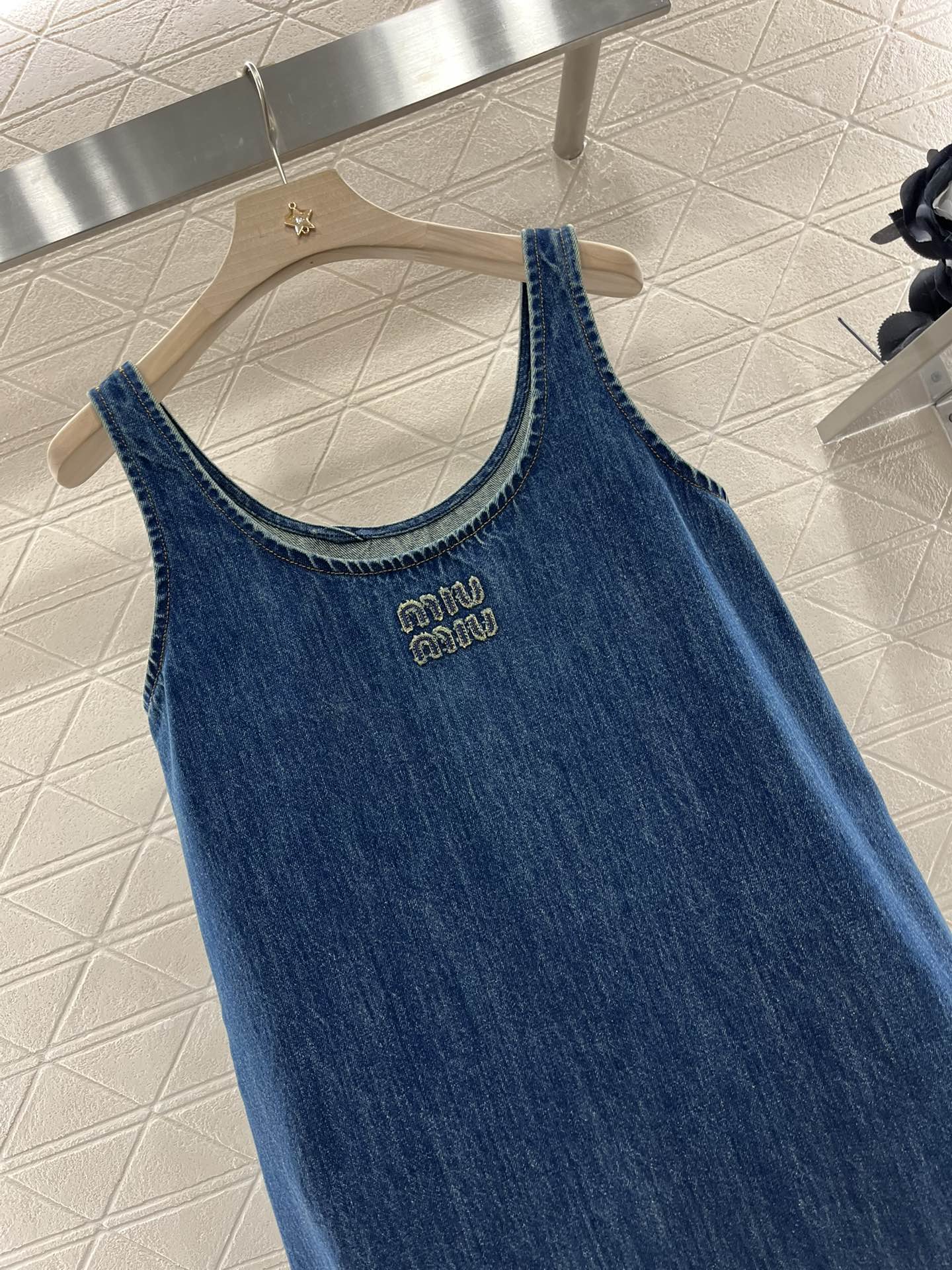 MI*MI*new denim patchwork vest dress made of twill cotton denim
