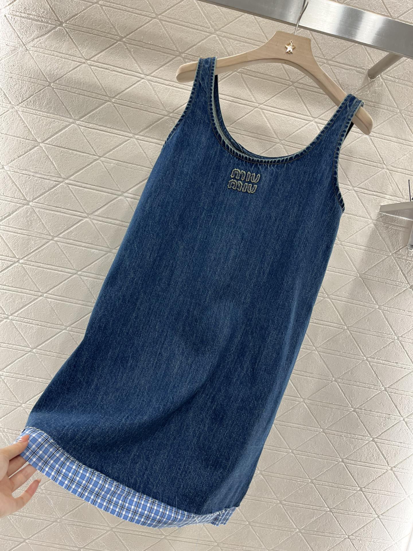 MI*MI*new denim patchwork vest dress made of twill cotton denim