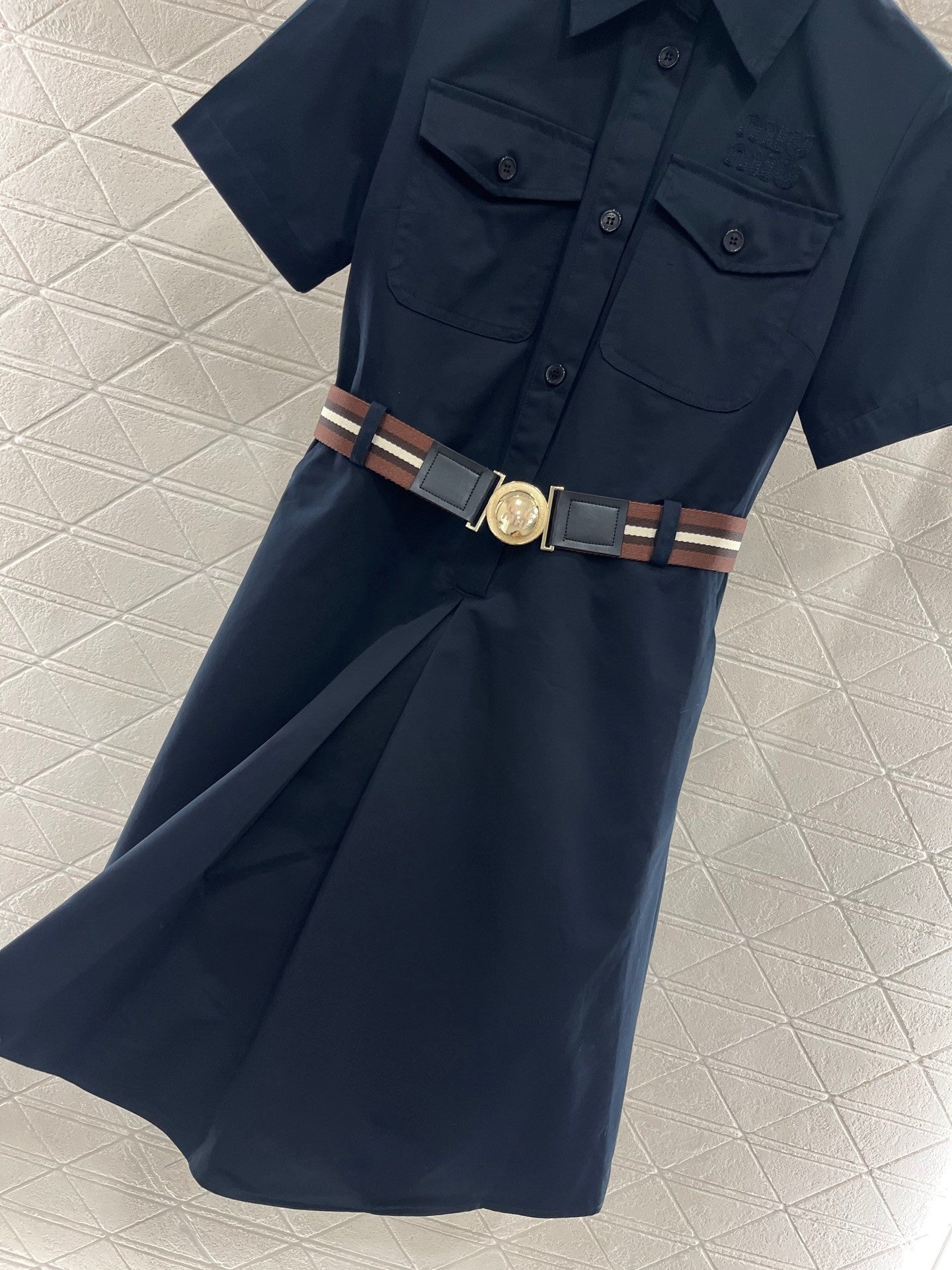 MI*MI*New Style Belt Shirt Dress Cotton Material