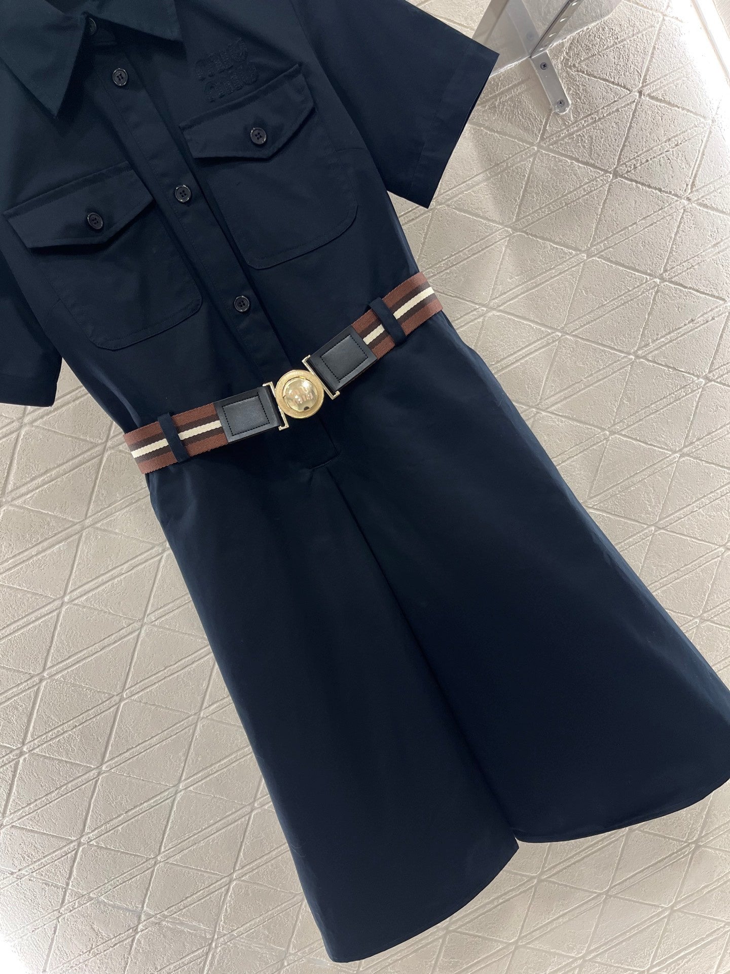 MI*MI*New Style Belt Shirt Dress Cotton Material