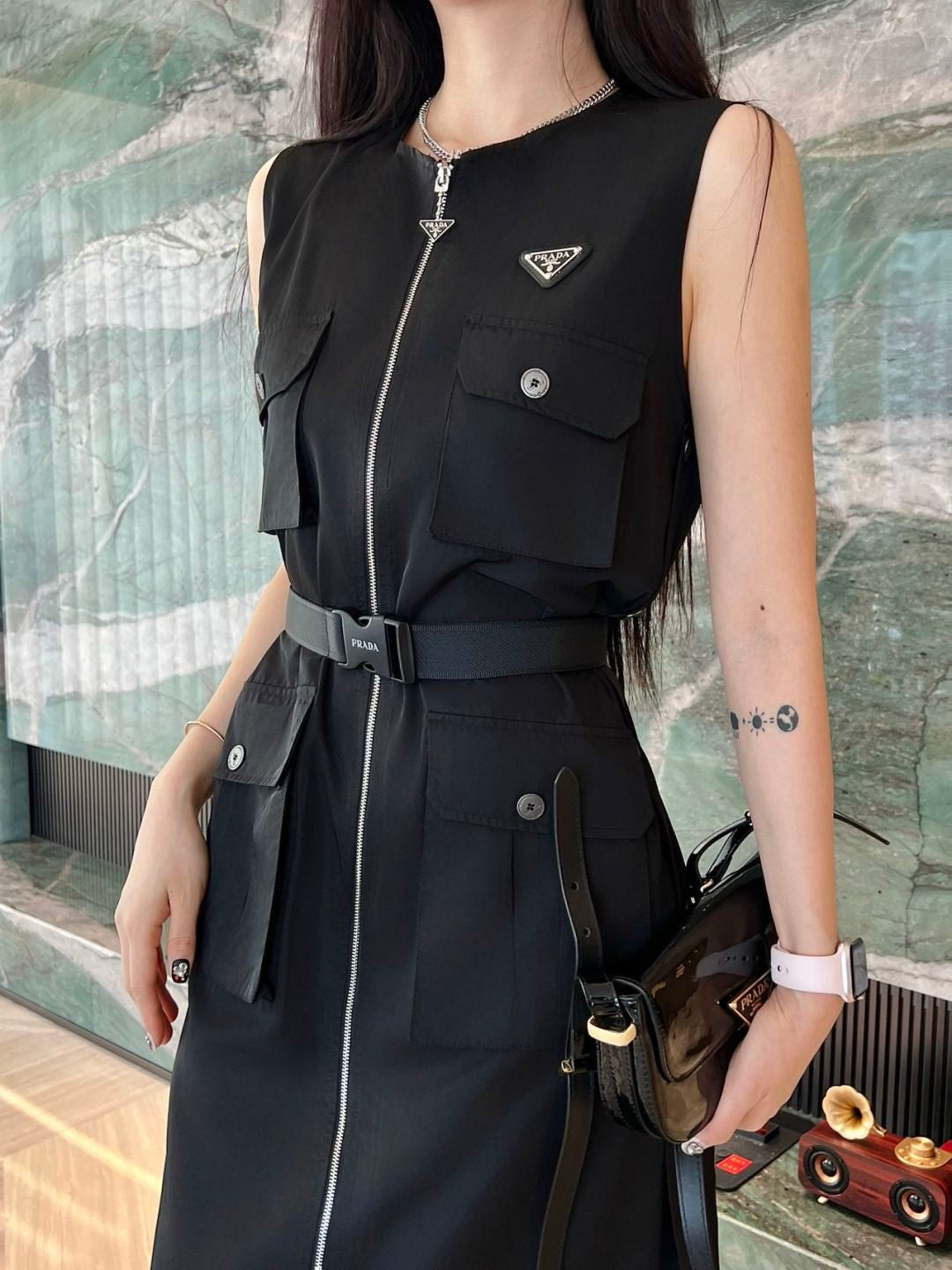 New Sleeveless Belted Dress