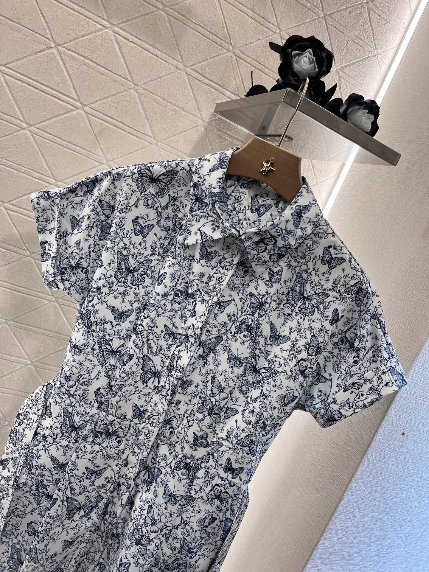 D*new style full print butterfly plant vine pattern