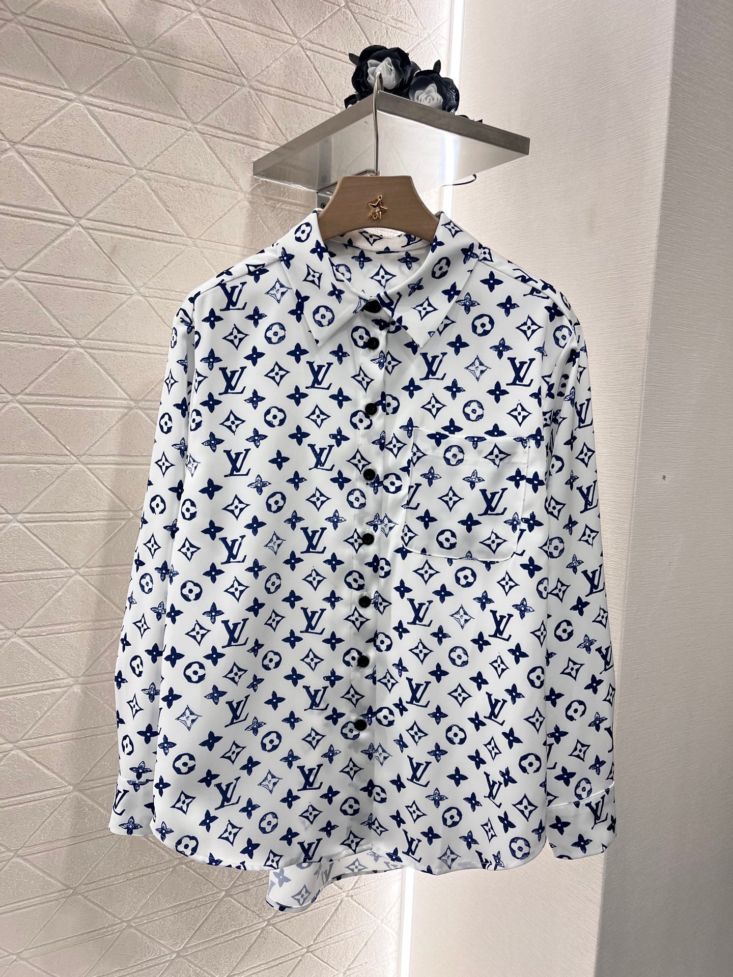 L* New Lapel Printed Shirt Twill Silk Material