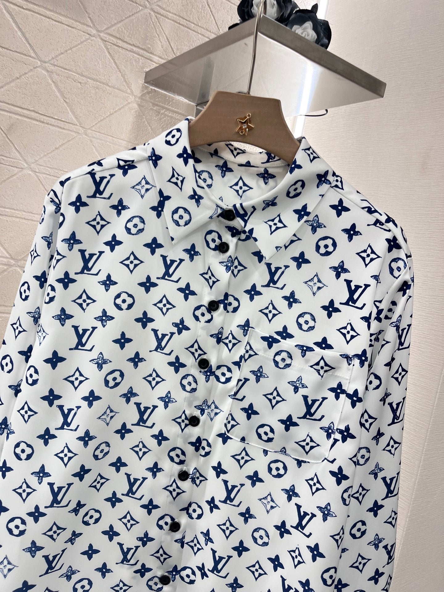 L* New Lapel Printed Shirt Twill Silk Material