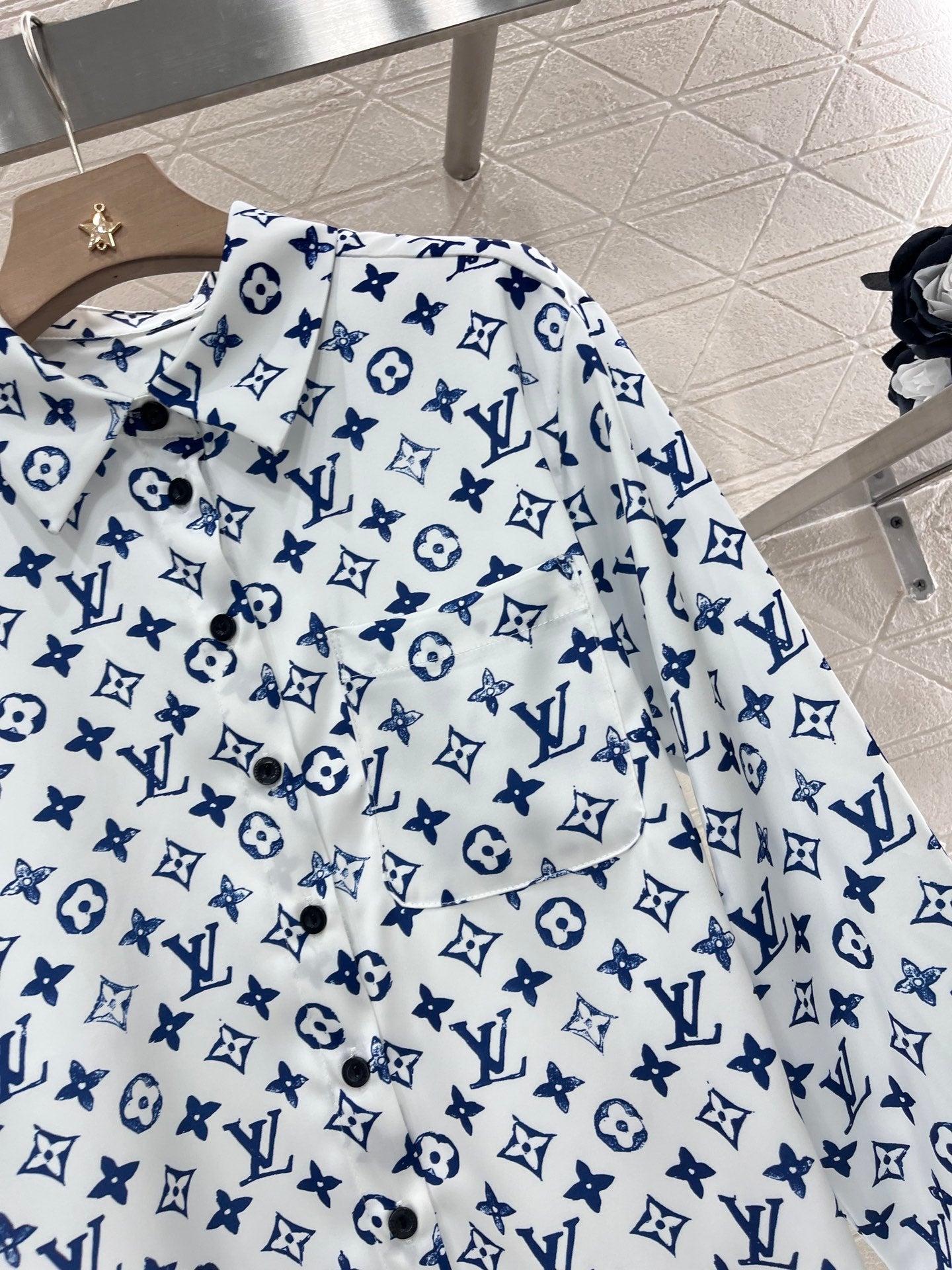 L* New Lapel Printed Shirt Twill Silk Material