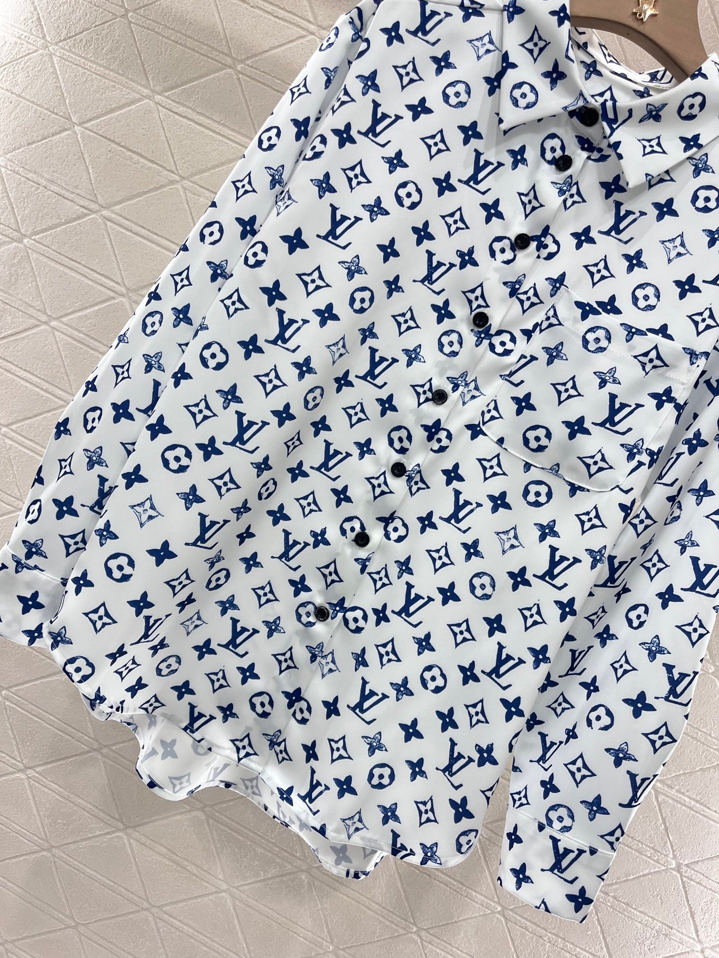 L* New Lapel Printed Shirt Twill Silk Material