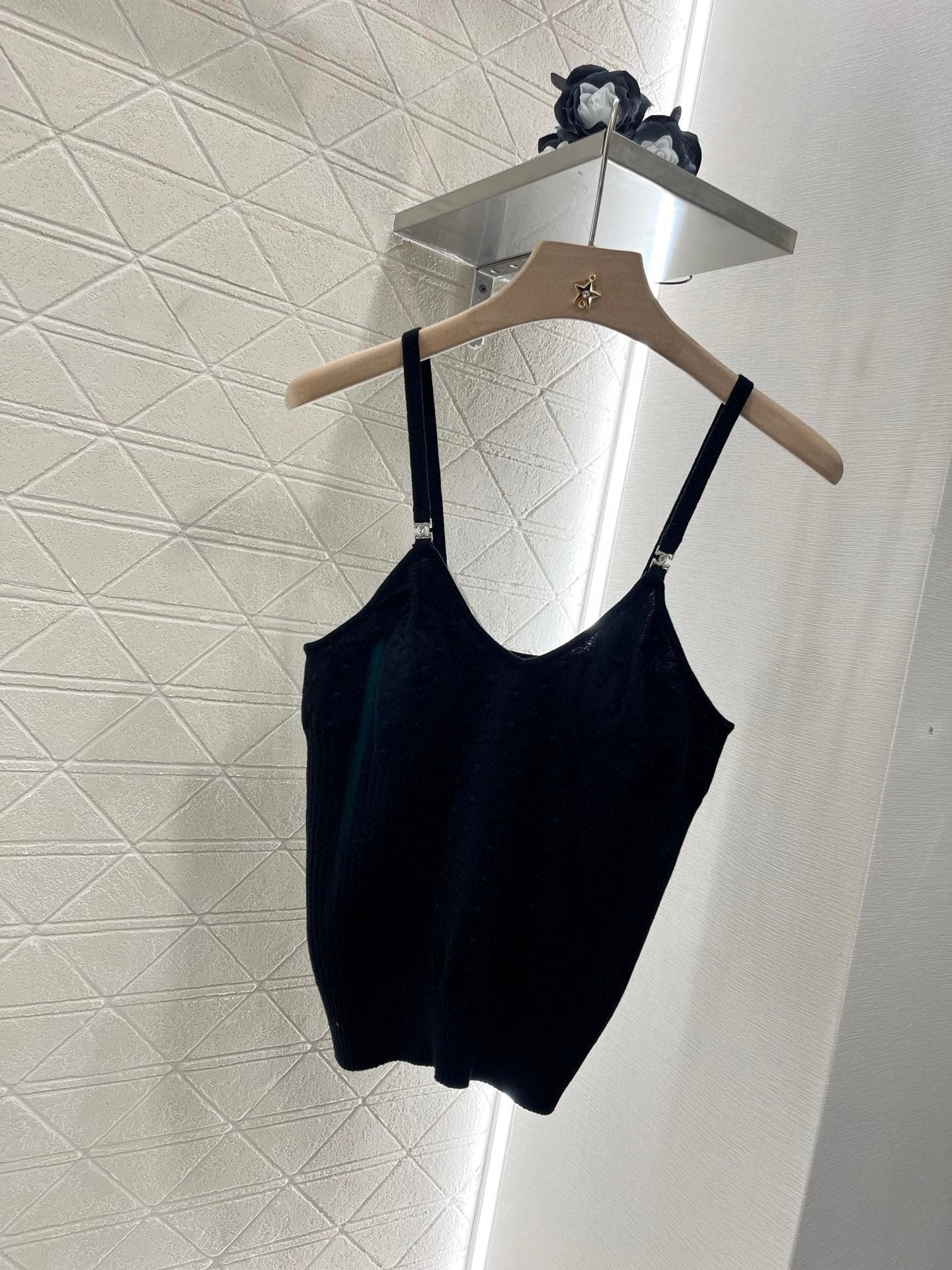 C*New Arrival Rhinestone Camisole Top Knitted Material