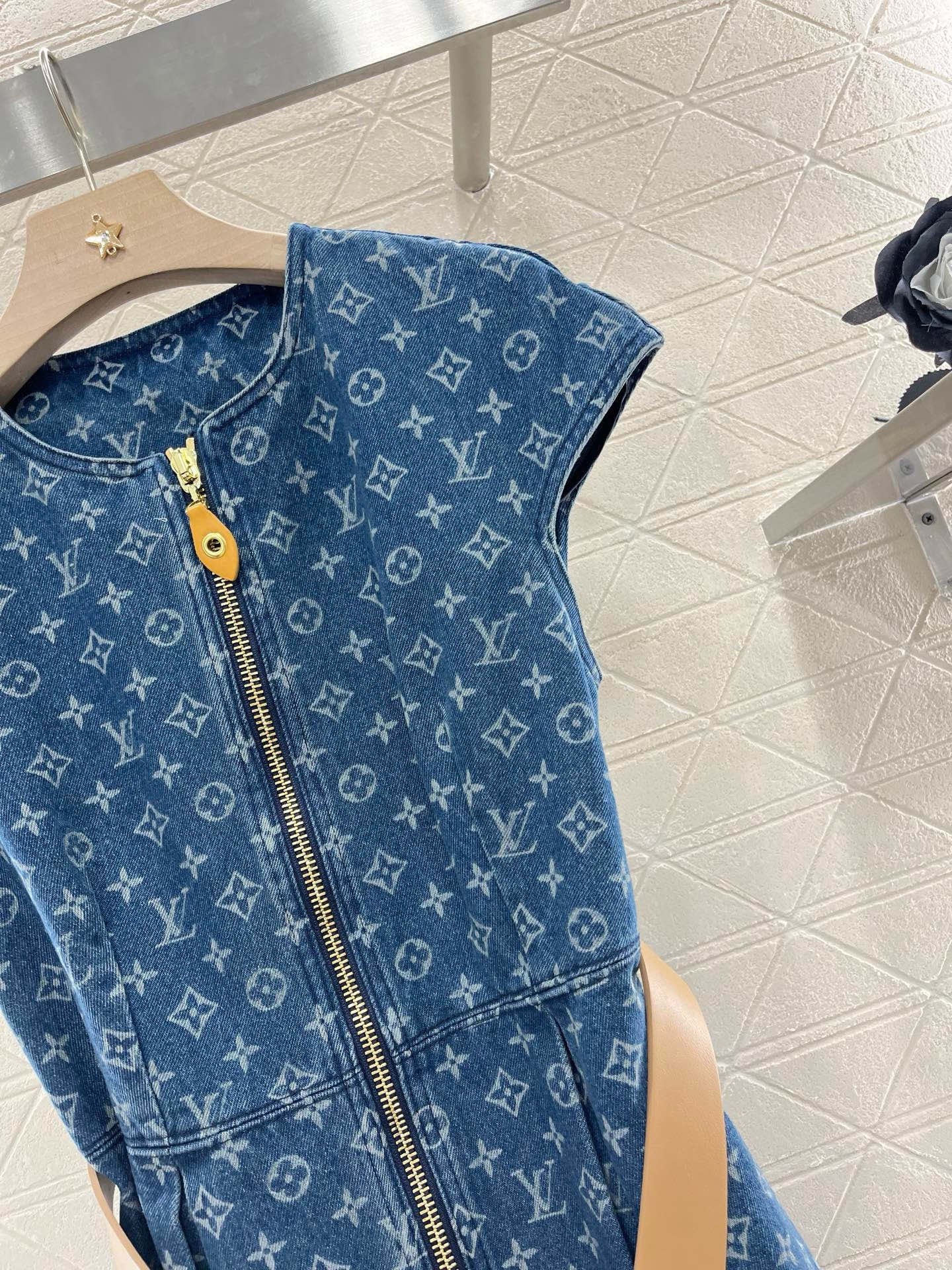 Li*2025ss new sleeveless belt denim skirt