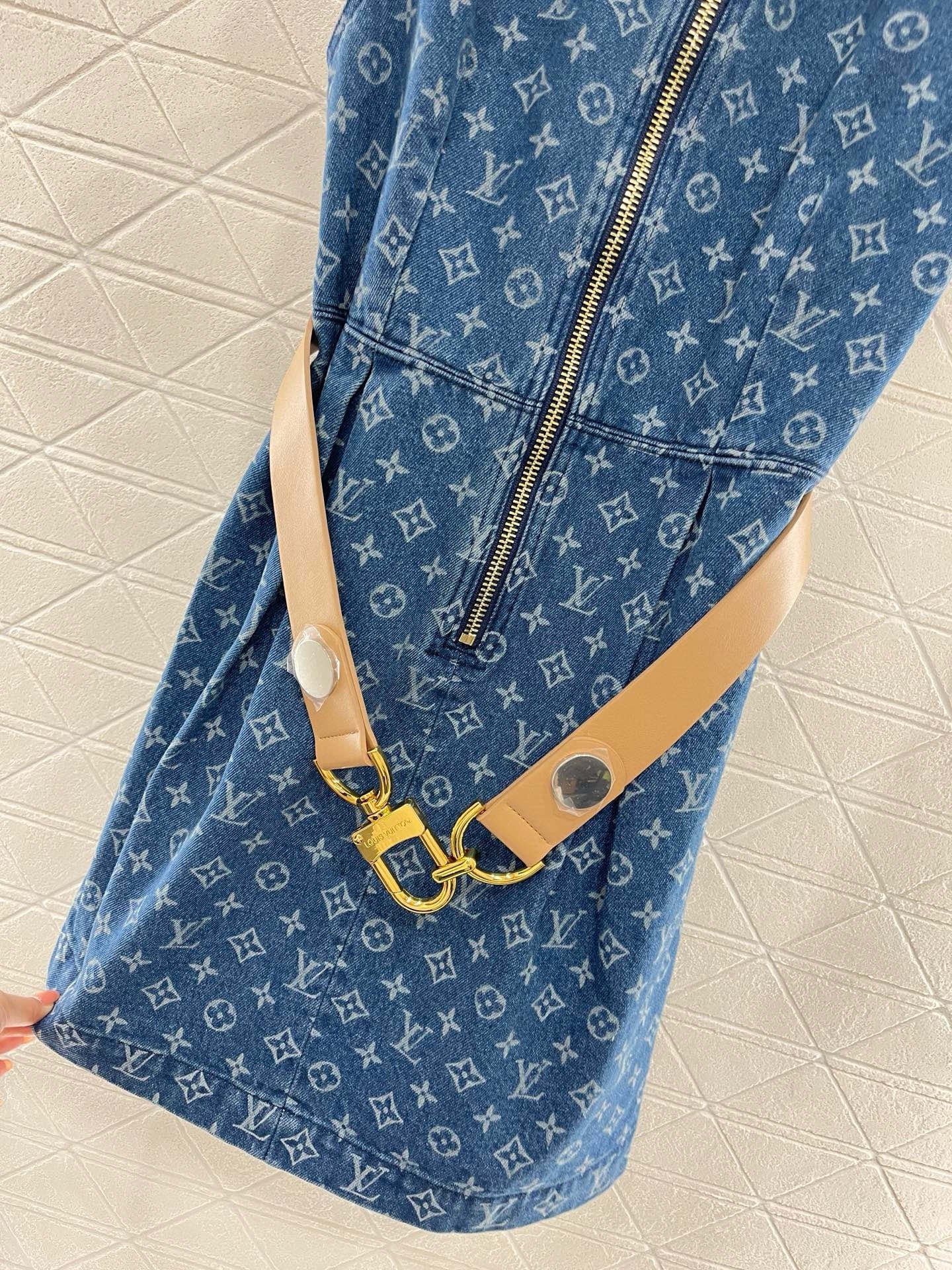 Li*2025ss new sleeveless belt denim skirt