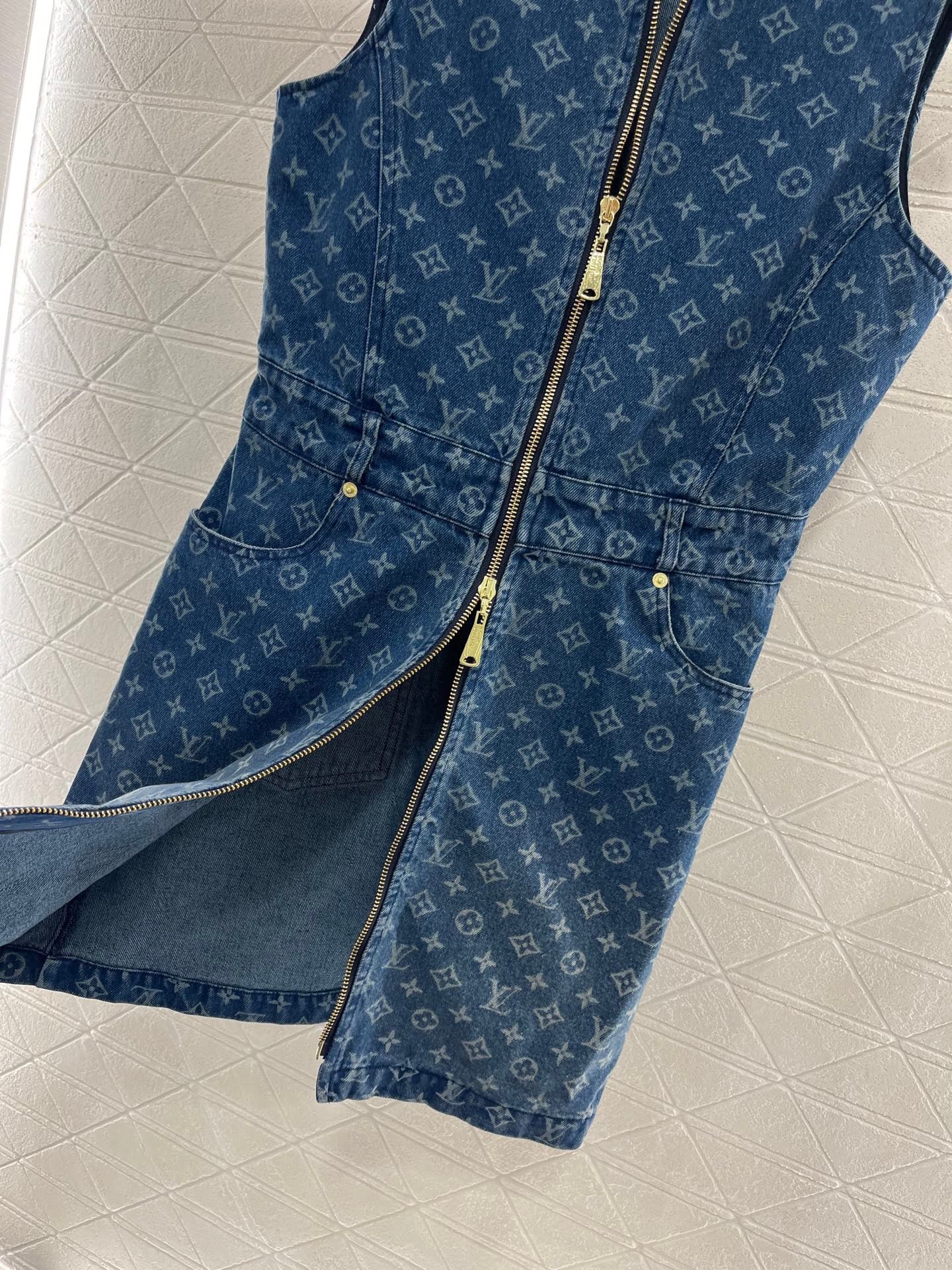 L*2025ss new sleeveless vest denim skirt