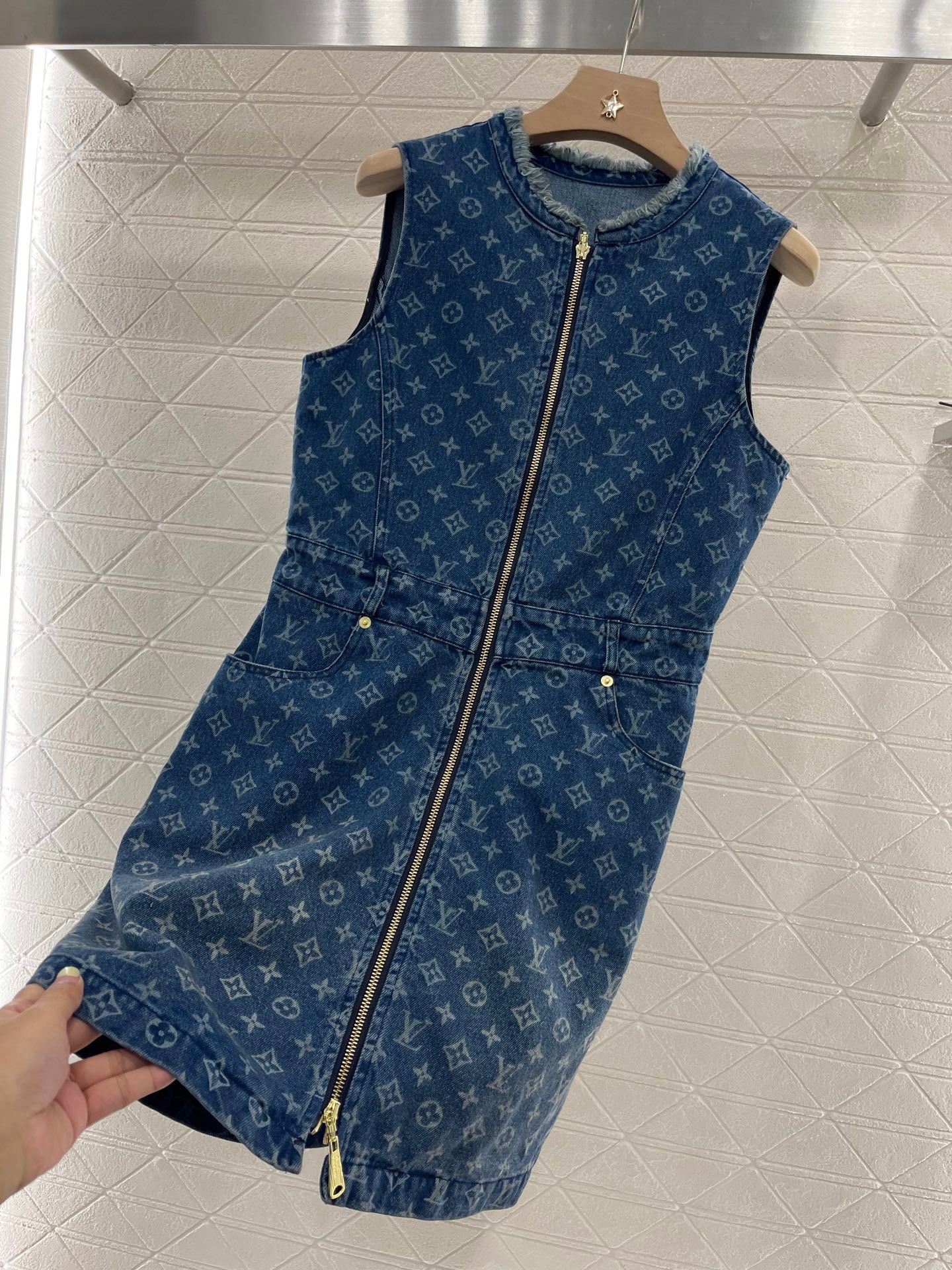 L*2025ss new sleeveless vest denim skirt