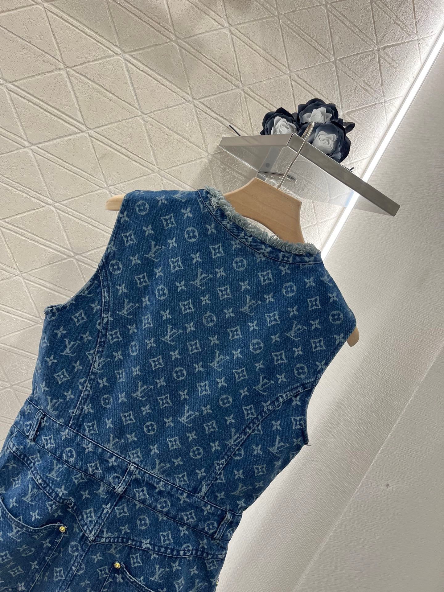 L*2025ss new sleeveless vest denim skirt