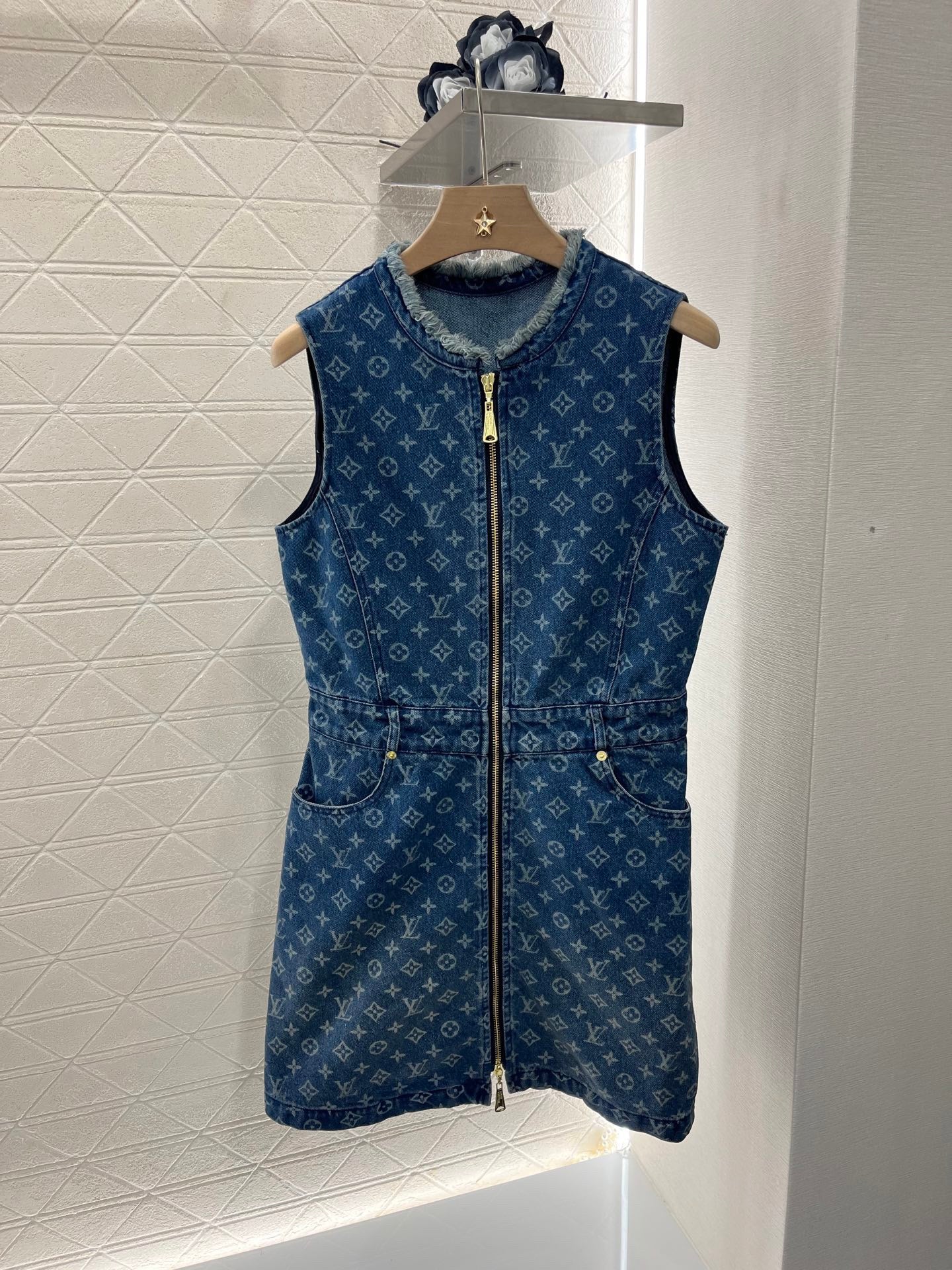 L*2025ss new sleeveless vest denim skirt