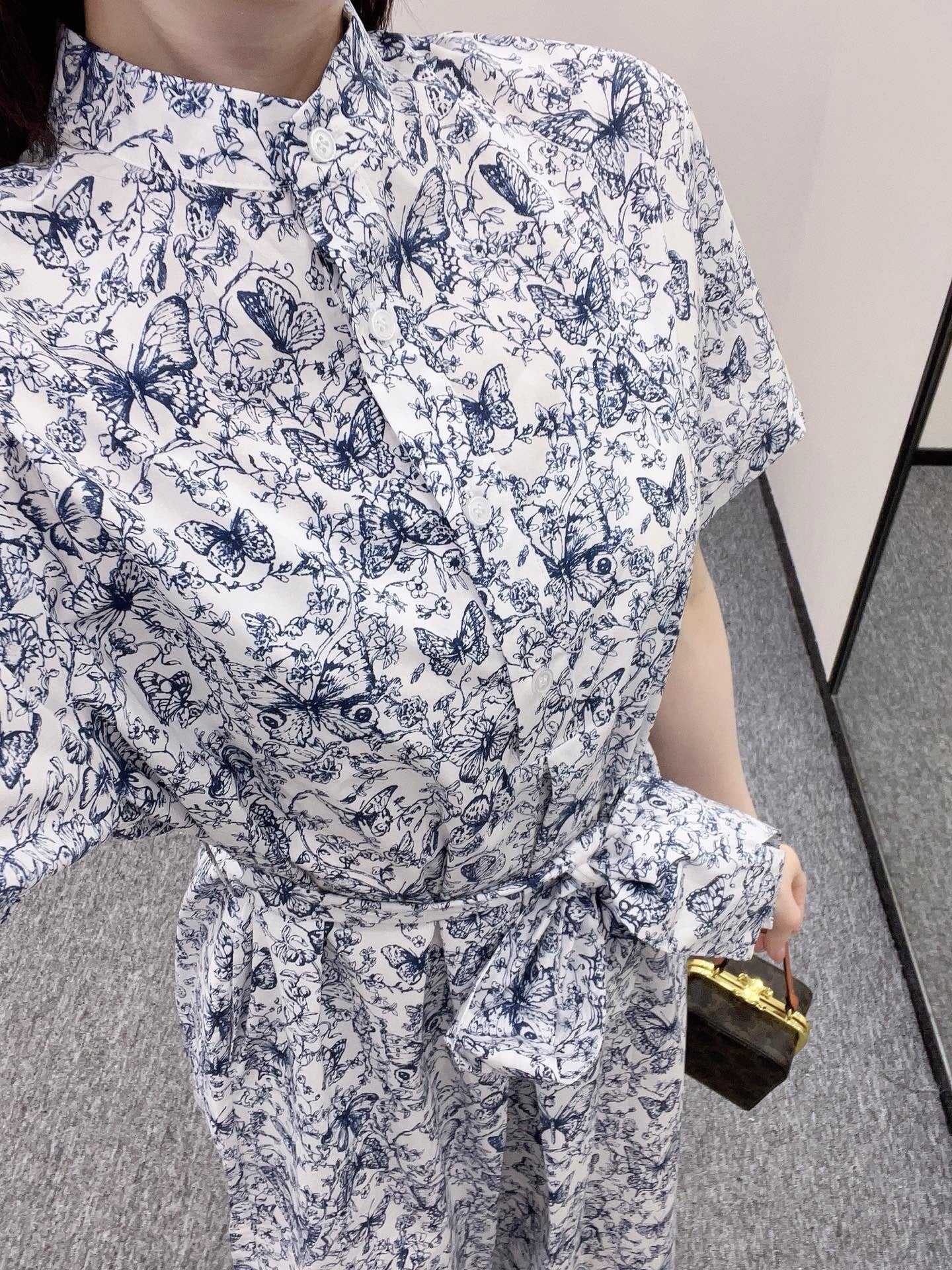 D* New Printed Belt Long Skirt