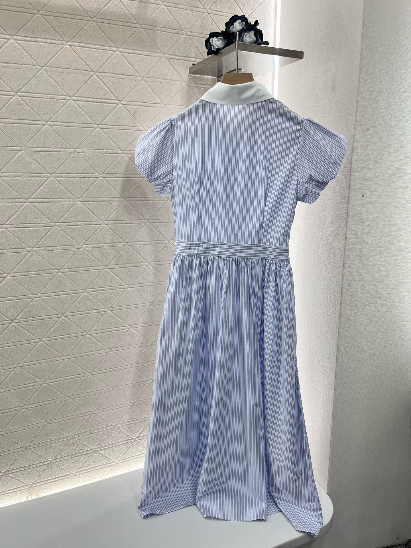 MI*MI*New Arrival Bubble Striped Dress Cotton Material