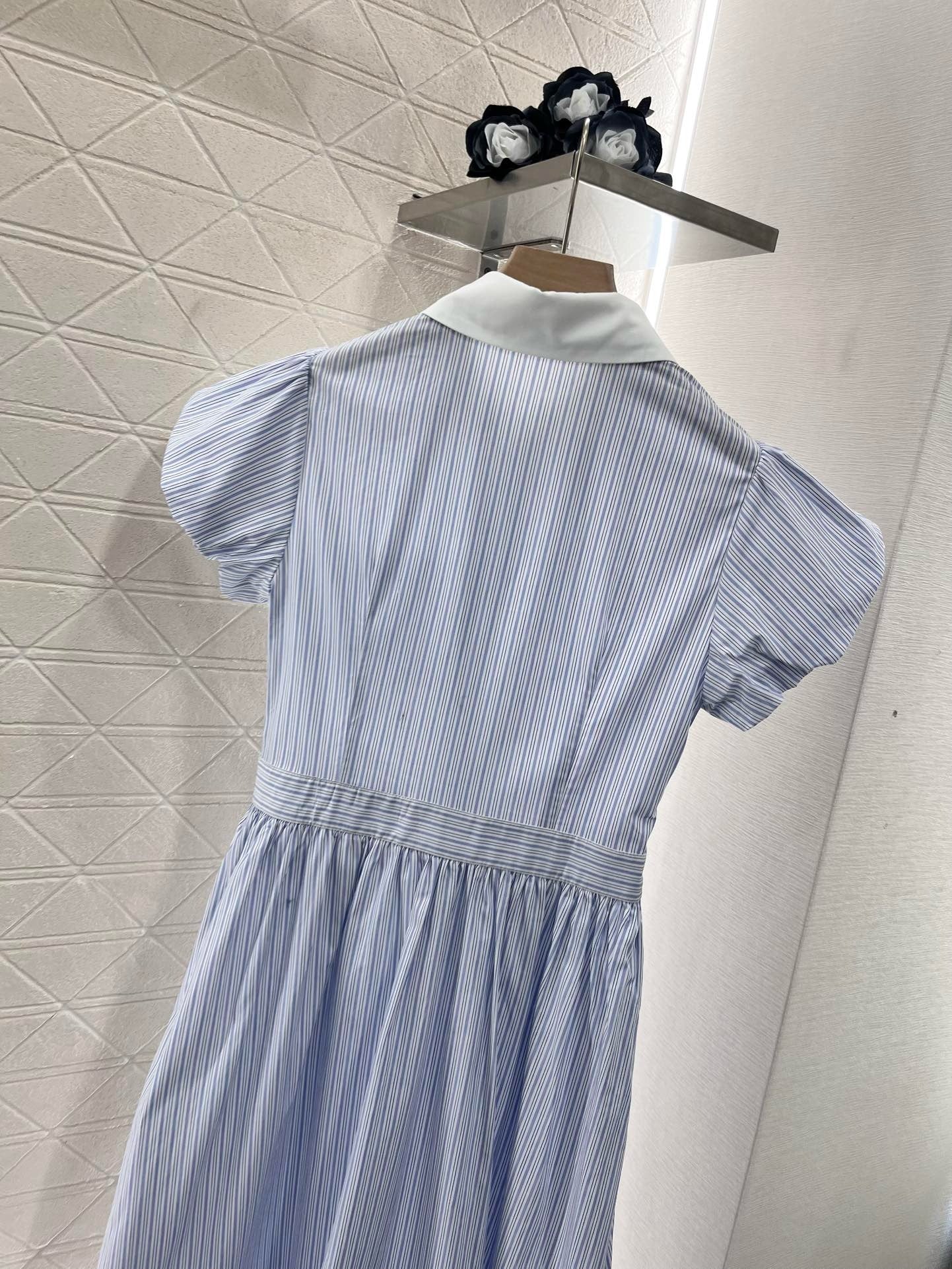 MI*MI*New Arrival Bubble Striped Dress Cotton Material