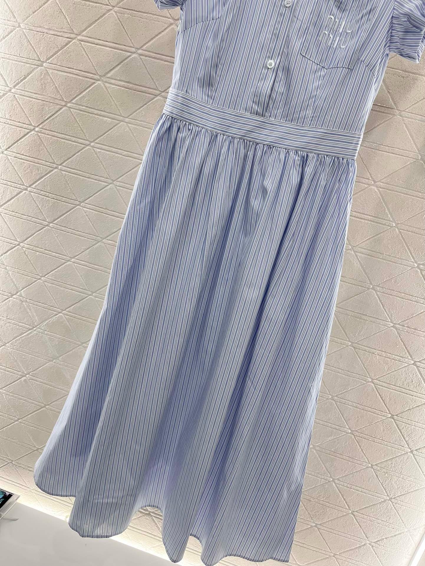 MI*MI*New Arrival Bubble Striped Dress Cotton Material