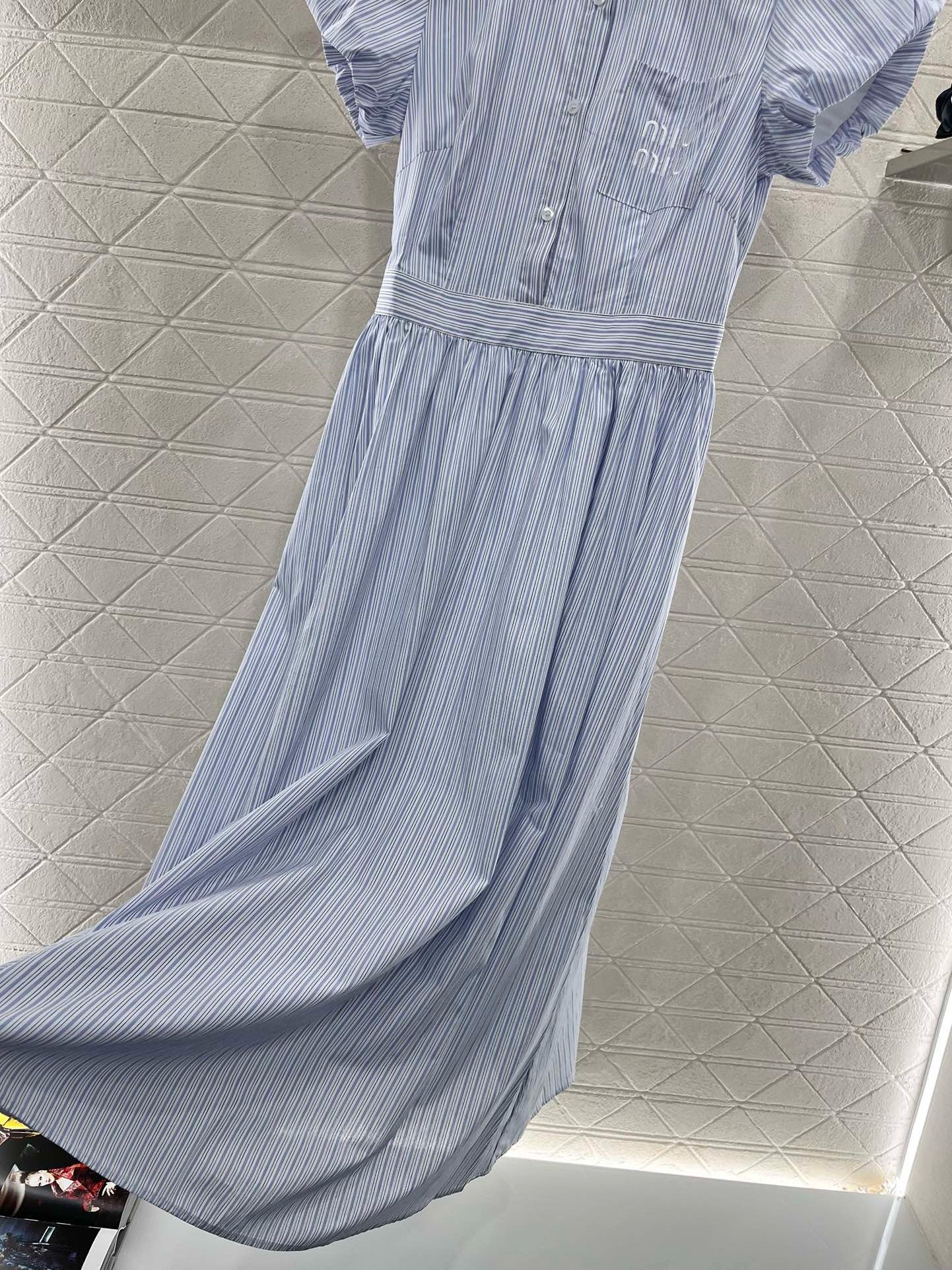 MI*MI*New Arrival Bubble Striped Dress Cotton Material