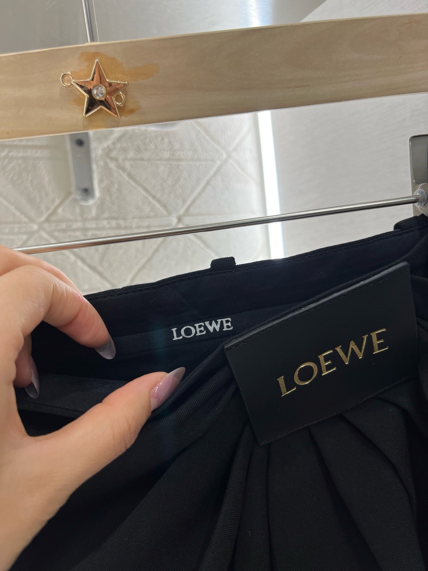 New Arrival 2025SS Leather Label Pleated Skirt