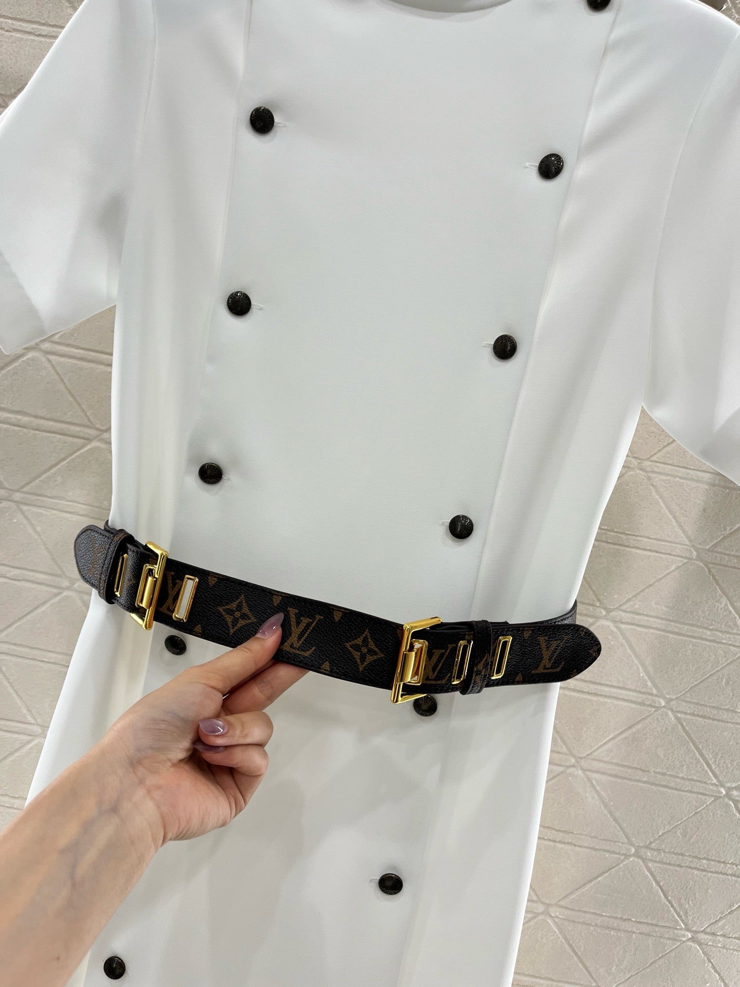 L*New Arrival 2025SS Belted Double Breasted Dress