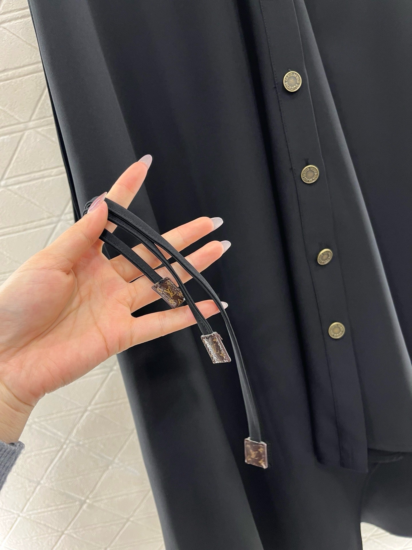L*New Arrival 2025ss Lace-Up Dress Black