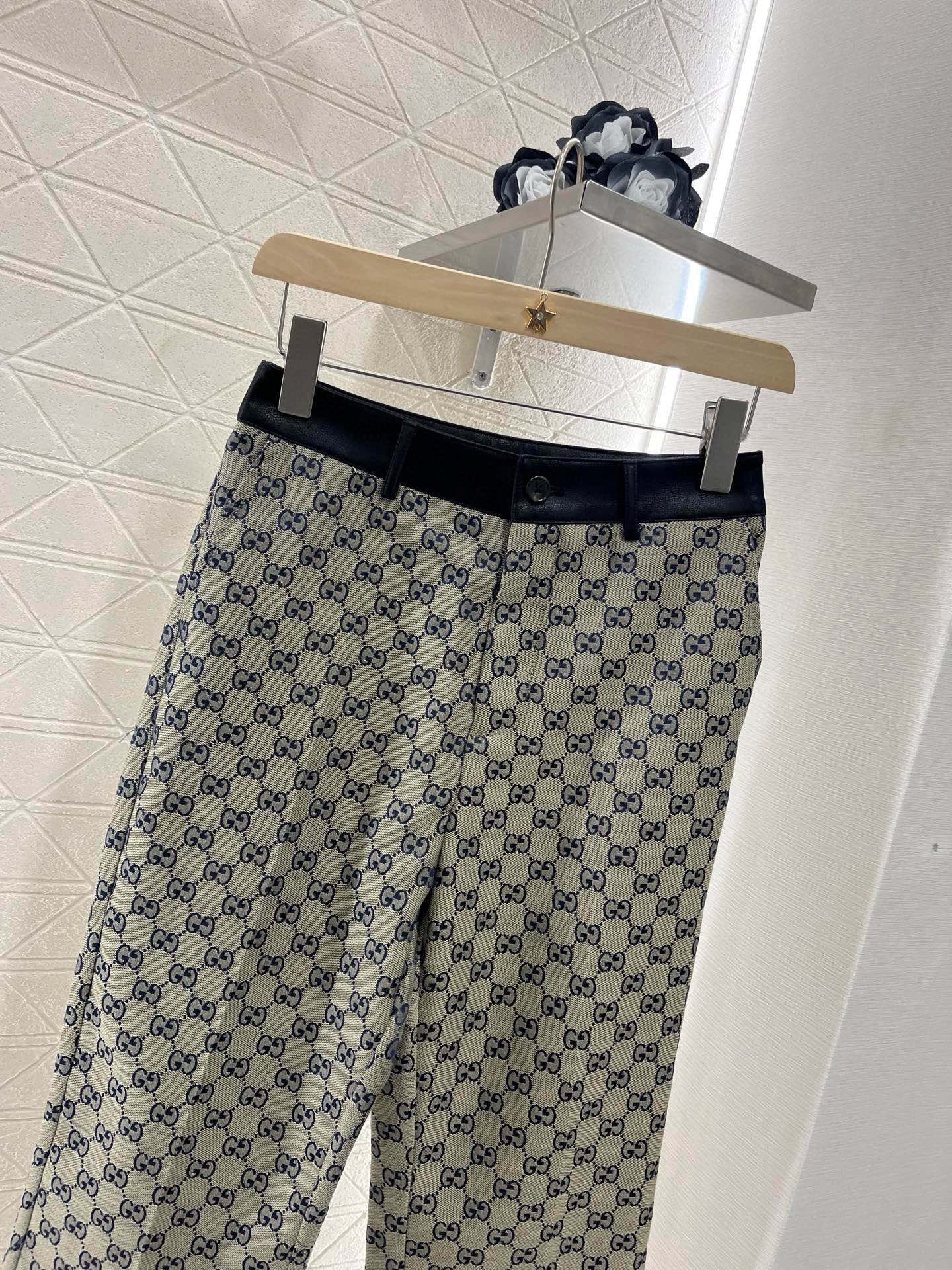New arrival jacquard patchwork leather trousers