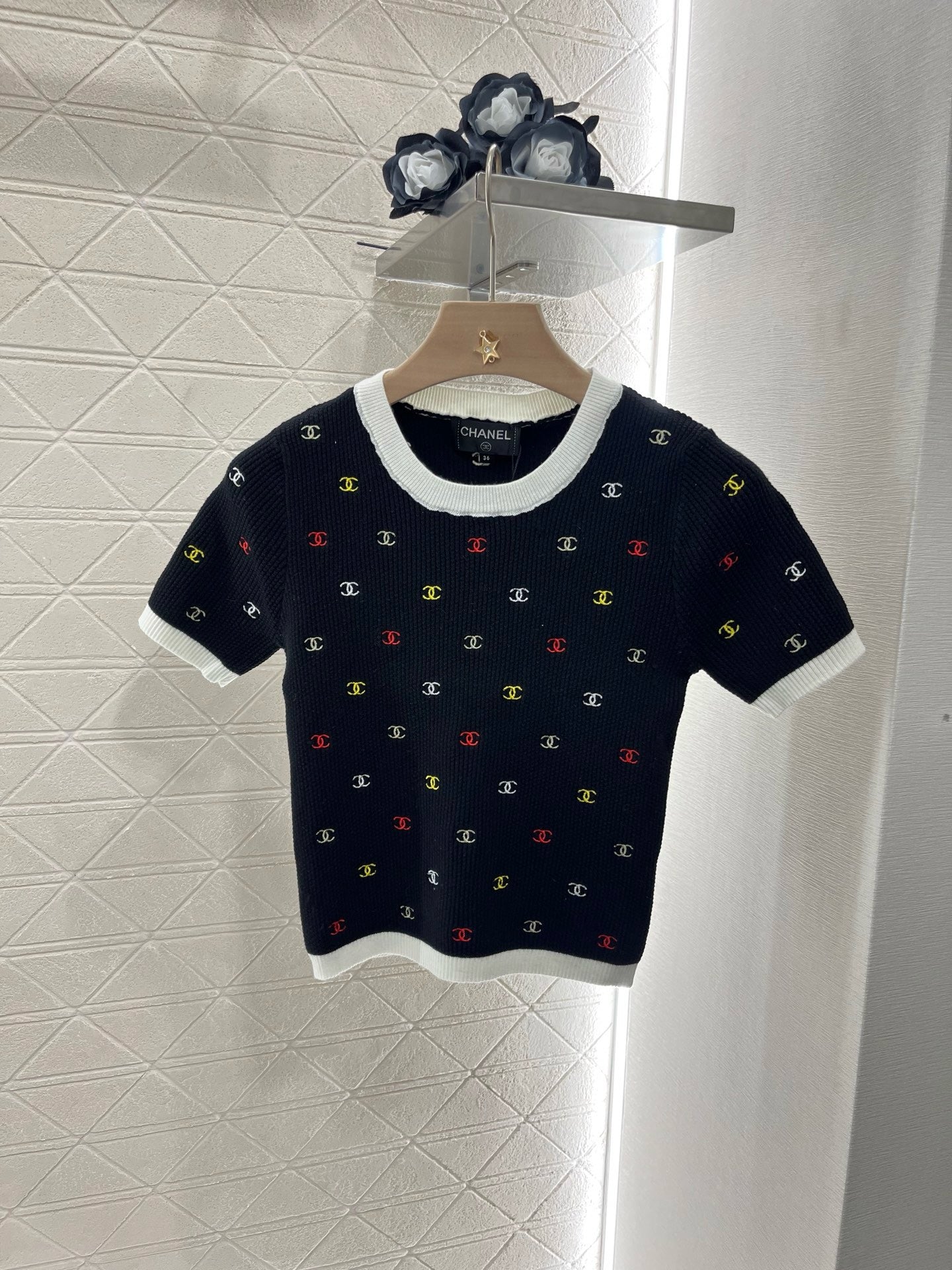 C* 2025SS New Embroidered Knitted Short Sleeves Wool Material