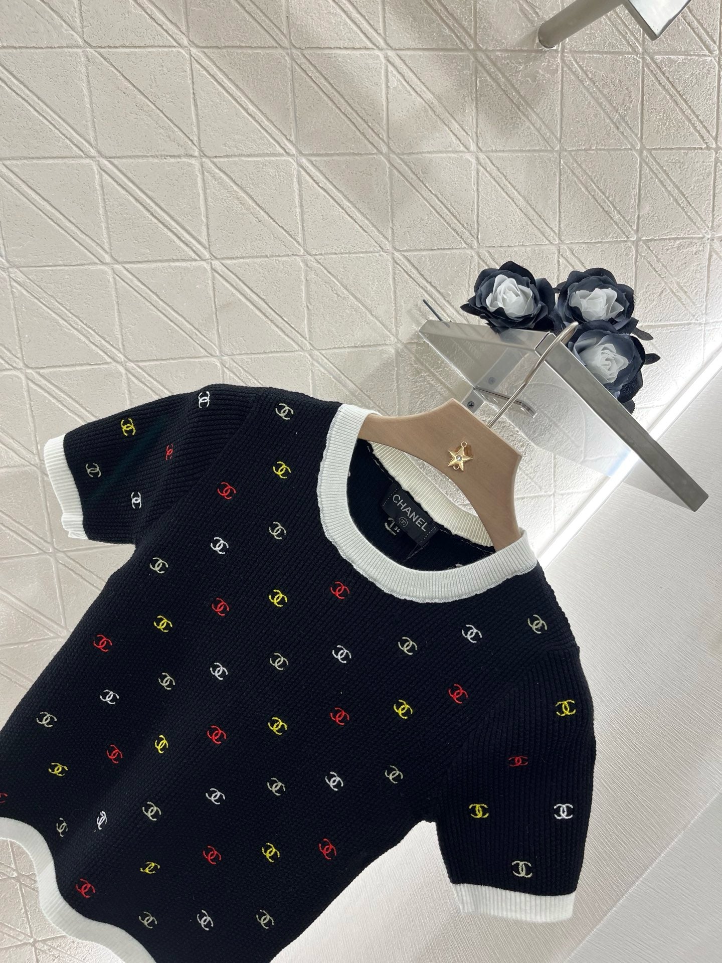 C* 2025SS New Embroidered Knitted Short Sleeves Wool Material