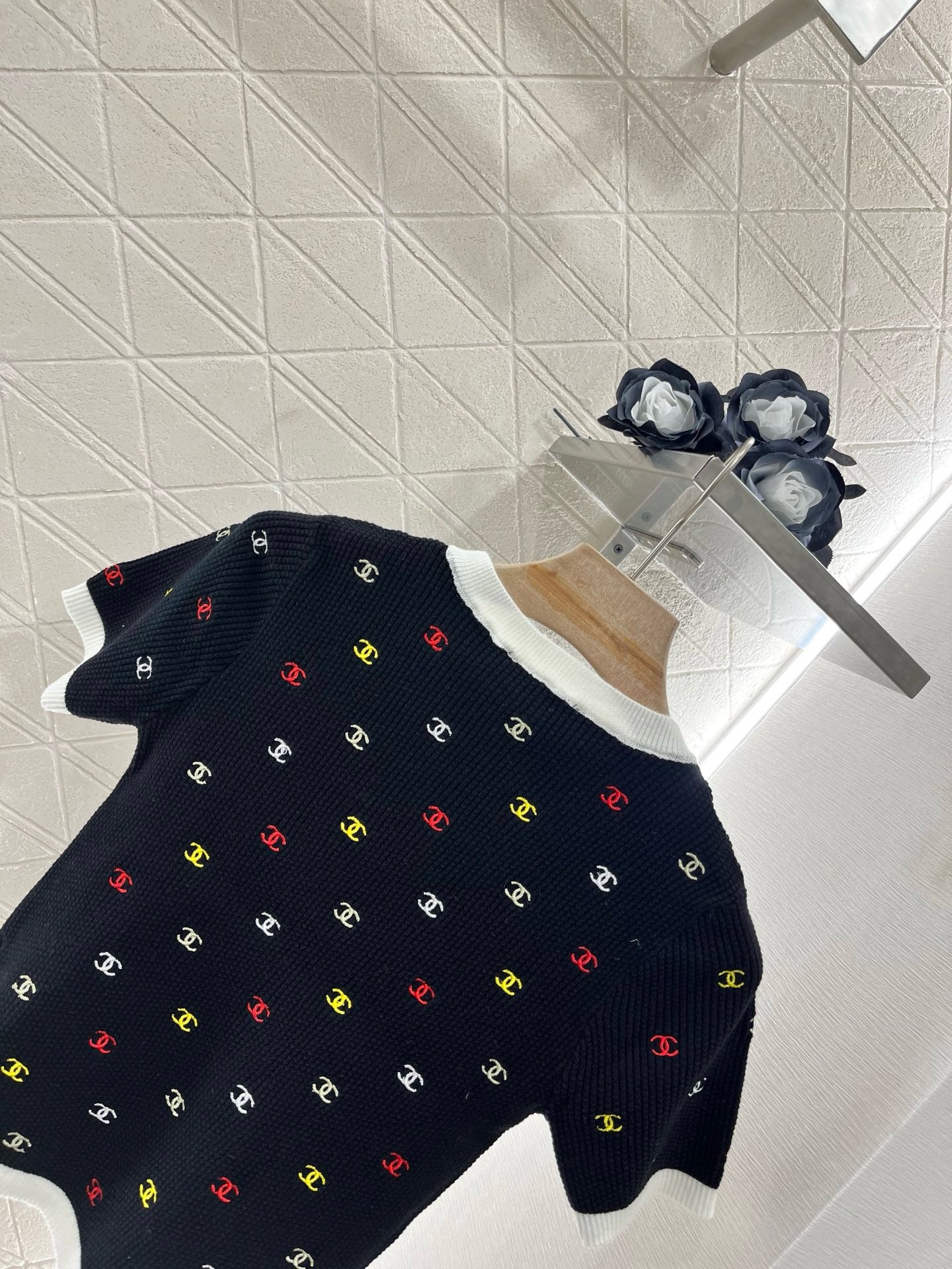 C* 2025SS New Embroidered Knitted Short Sleeves Wool Material