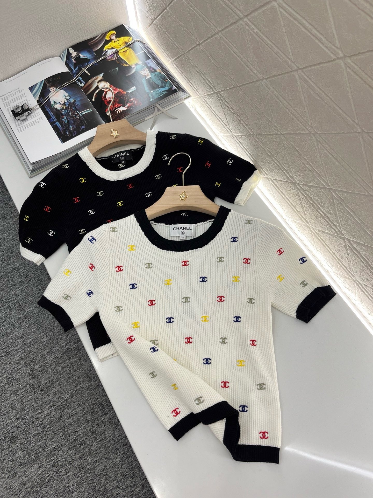 C* 2025SS New Embroidered Knitted Short Sleeves Wool Material