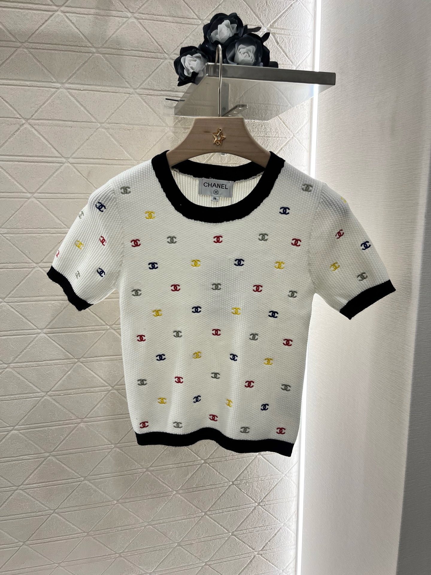 C* 2025SS New Embroidered Knitted Short Sleeves Wool Material
