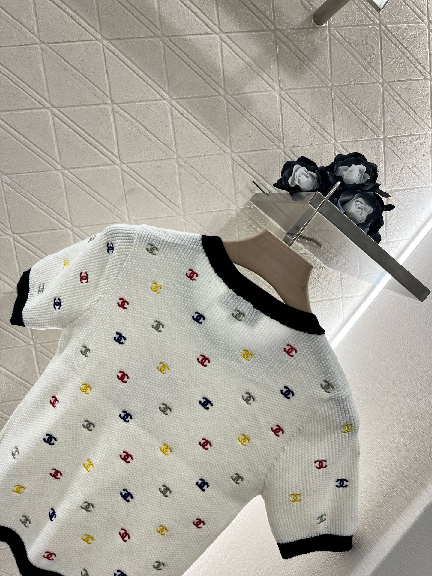 C* 2025SS New Embroidered Knitted Short Sleeves Wool Material