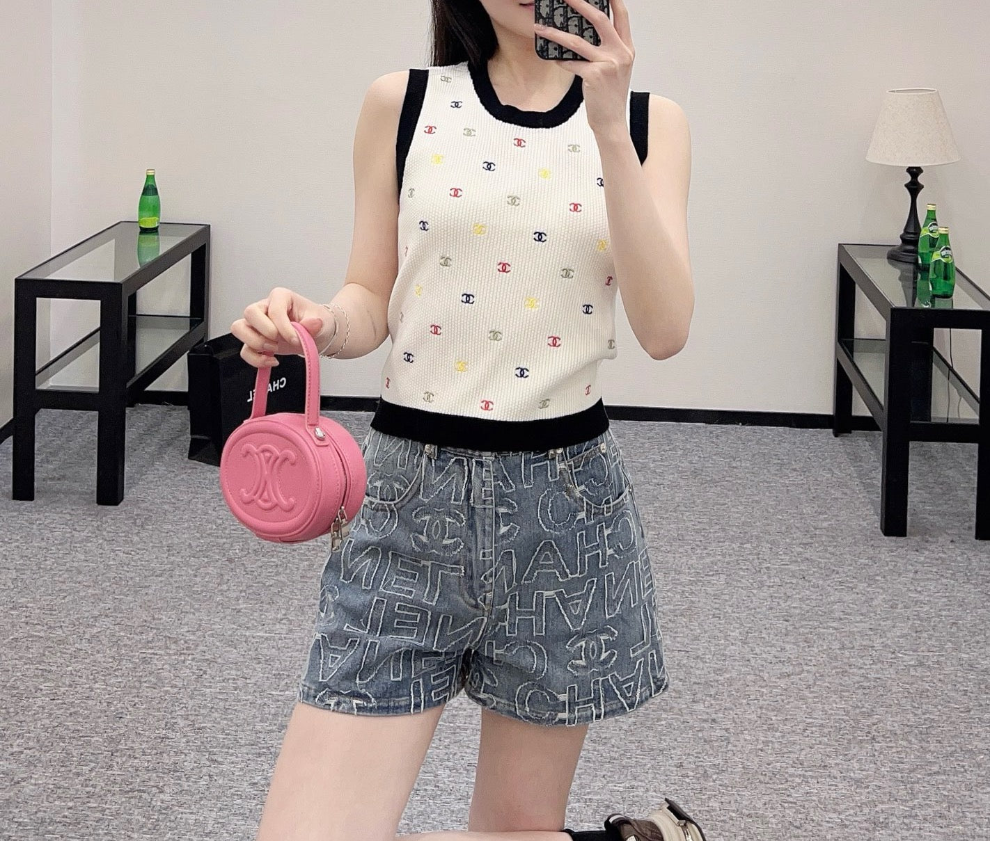 C* 2025SS New Embroidered Knitted Vest Wool Material