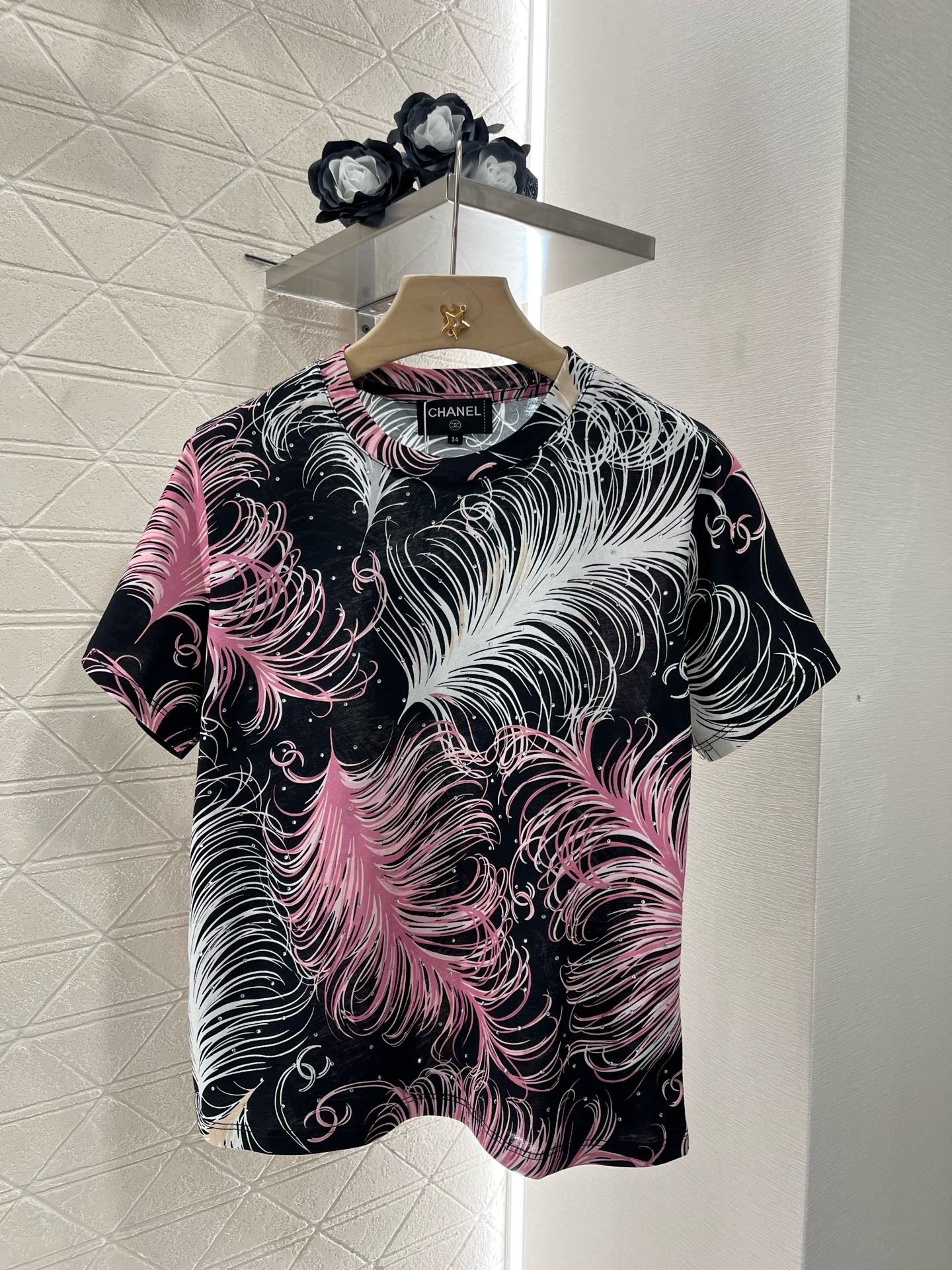 C* 2025SS New Feather Hot Diamond Printing