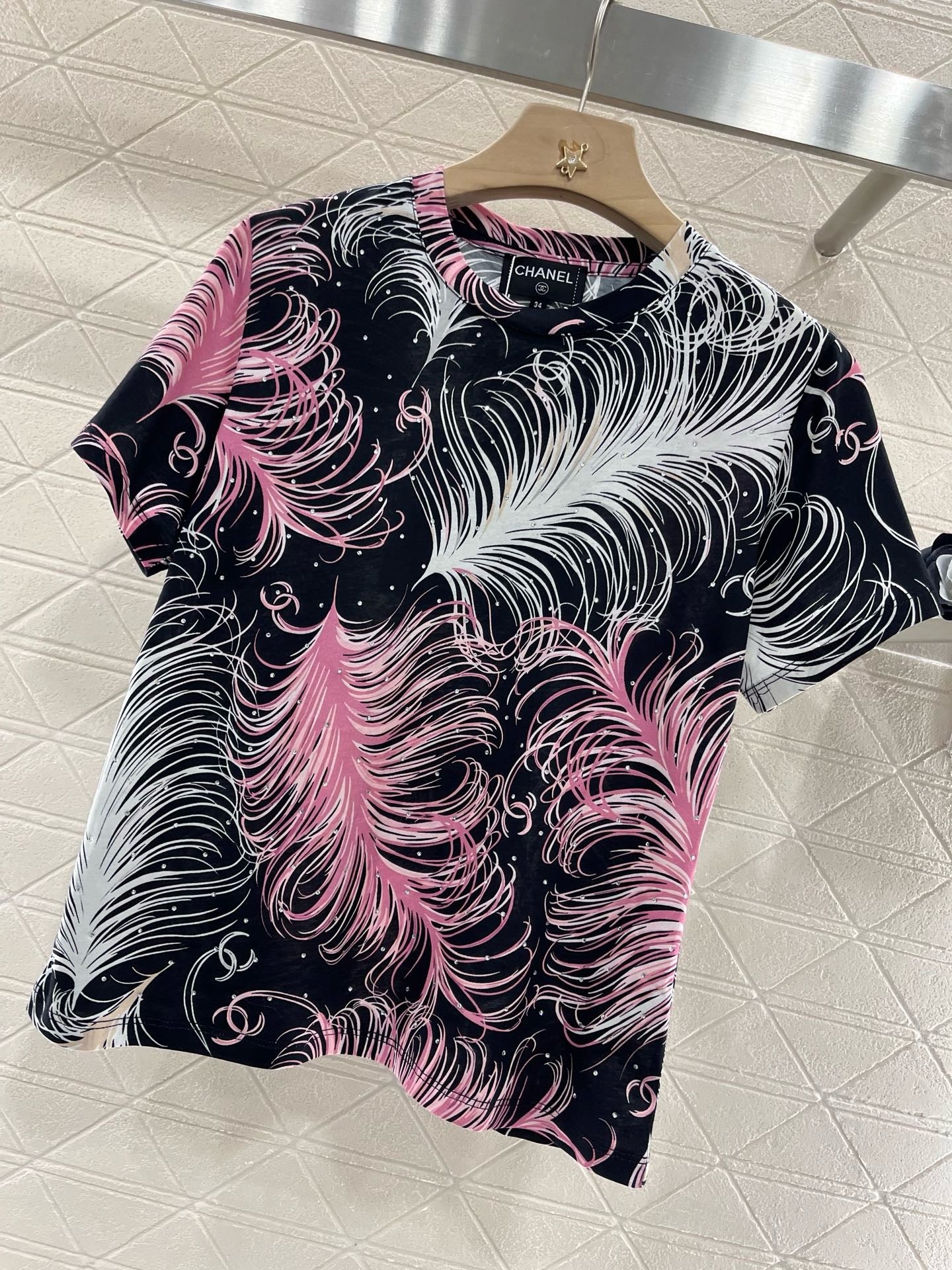 C* 2025SS New Feather Hot Diamond Printing