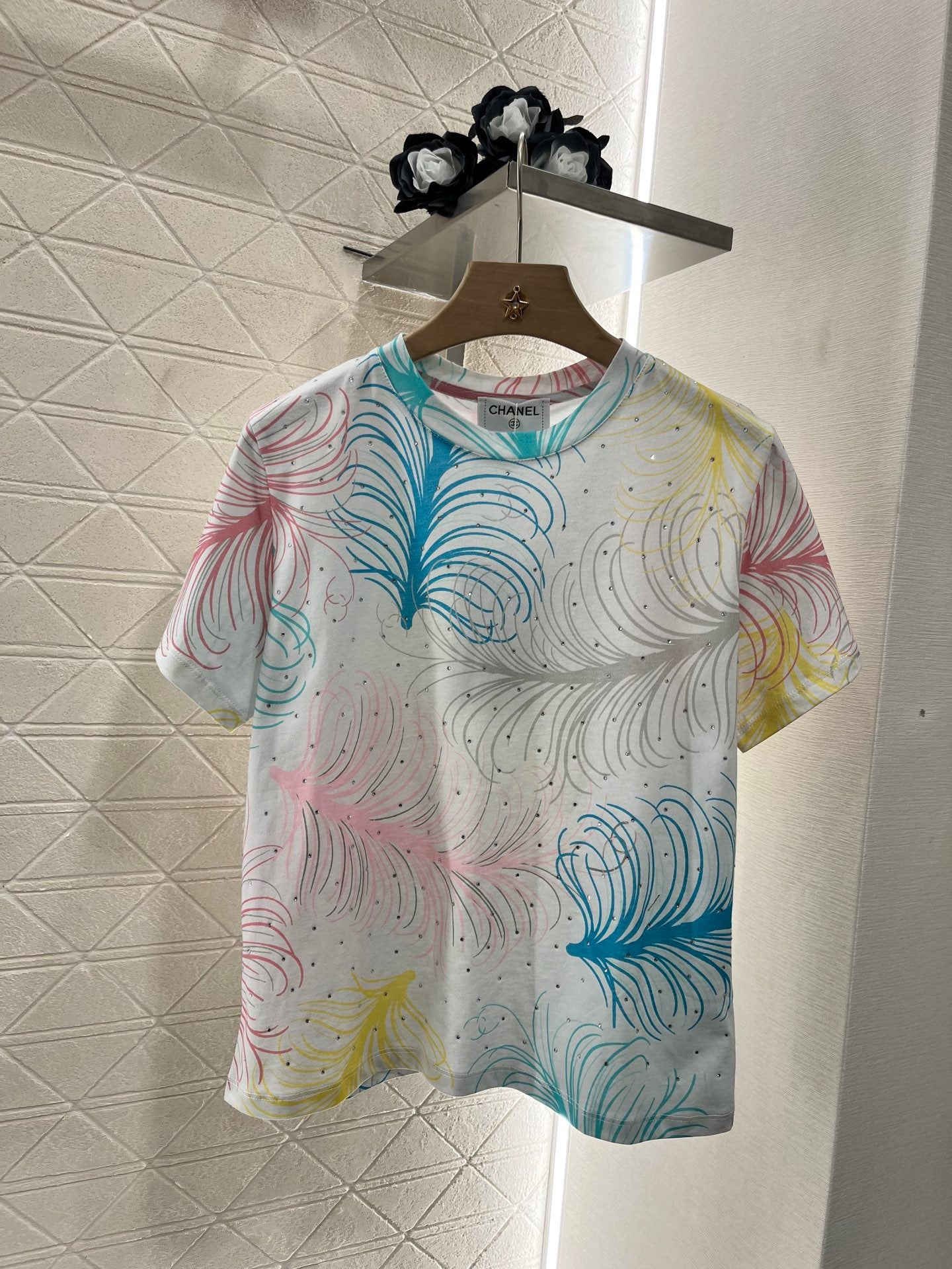C* 2025SS New Feather Hot Diamond Printing