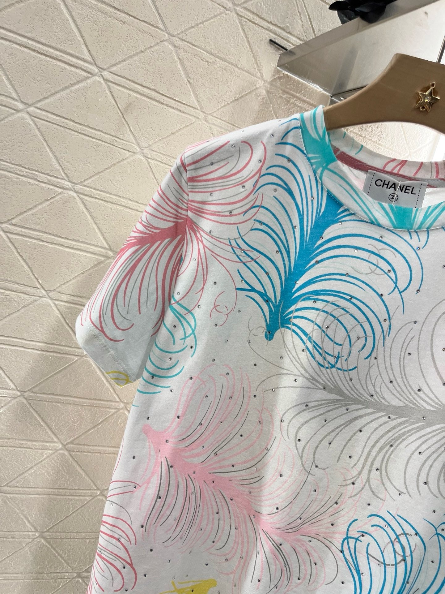 C* 2025SS New Feather Hot Diamond Printing